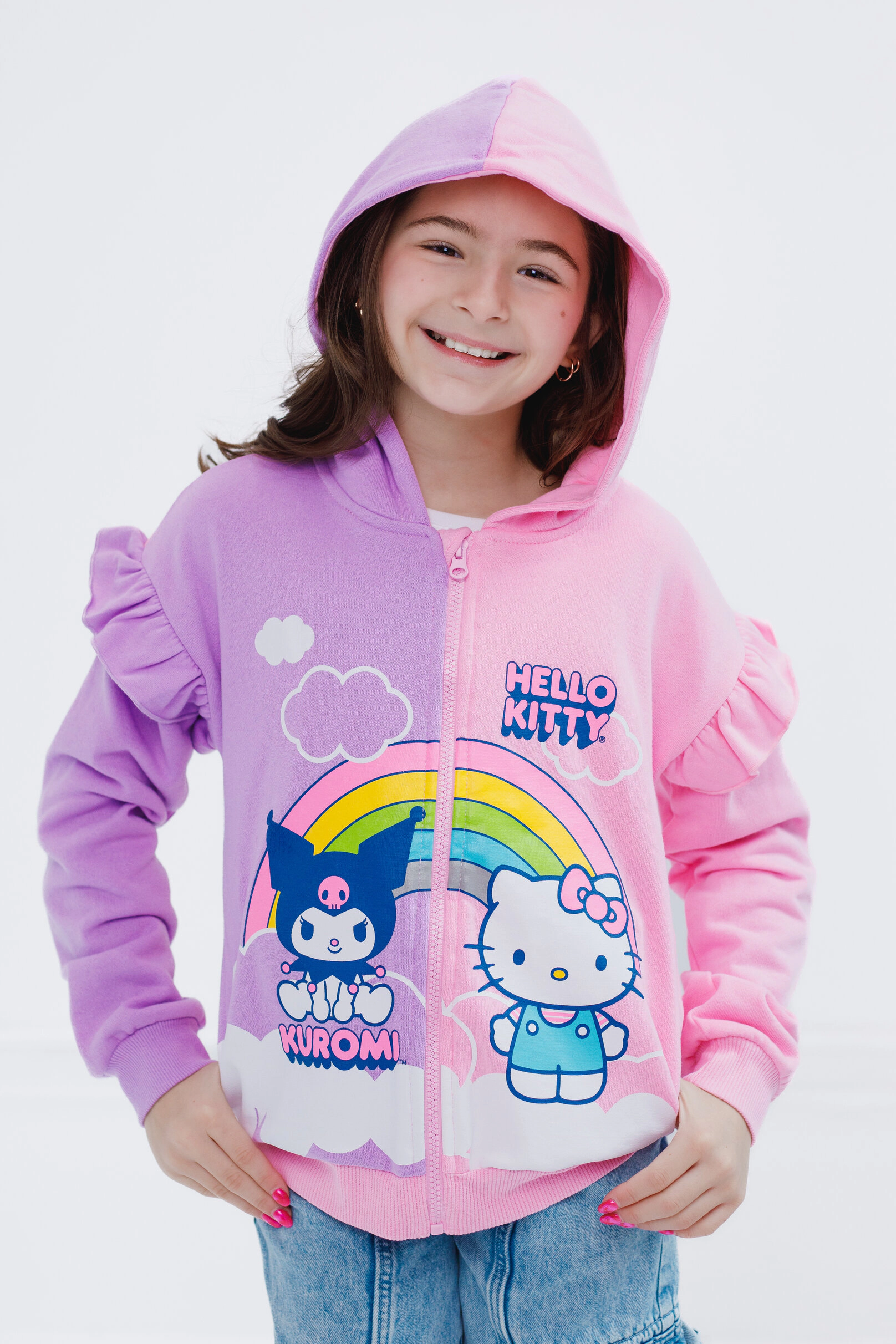 Hello Kitty Girls' Fleece Zip-Up Hoodie