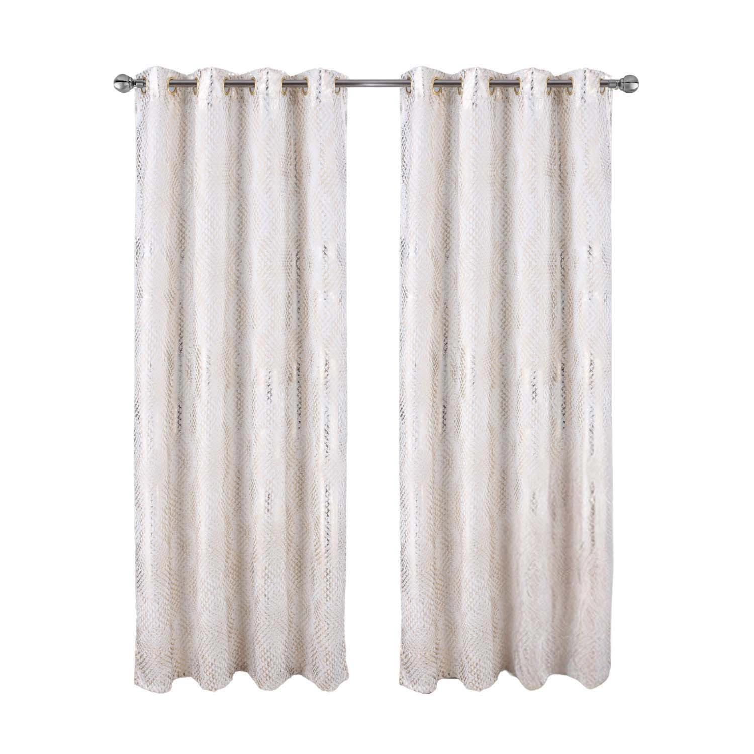 RT Designer Collection Hailey Halo Foil Blackout Grommet Curtain Panel 52" x 90" White
