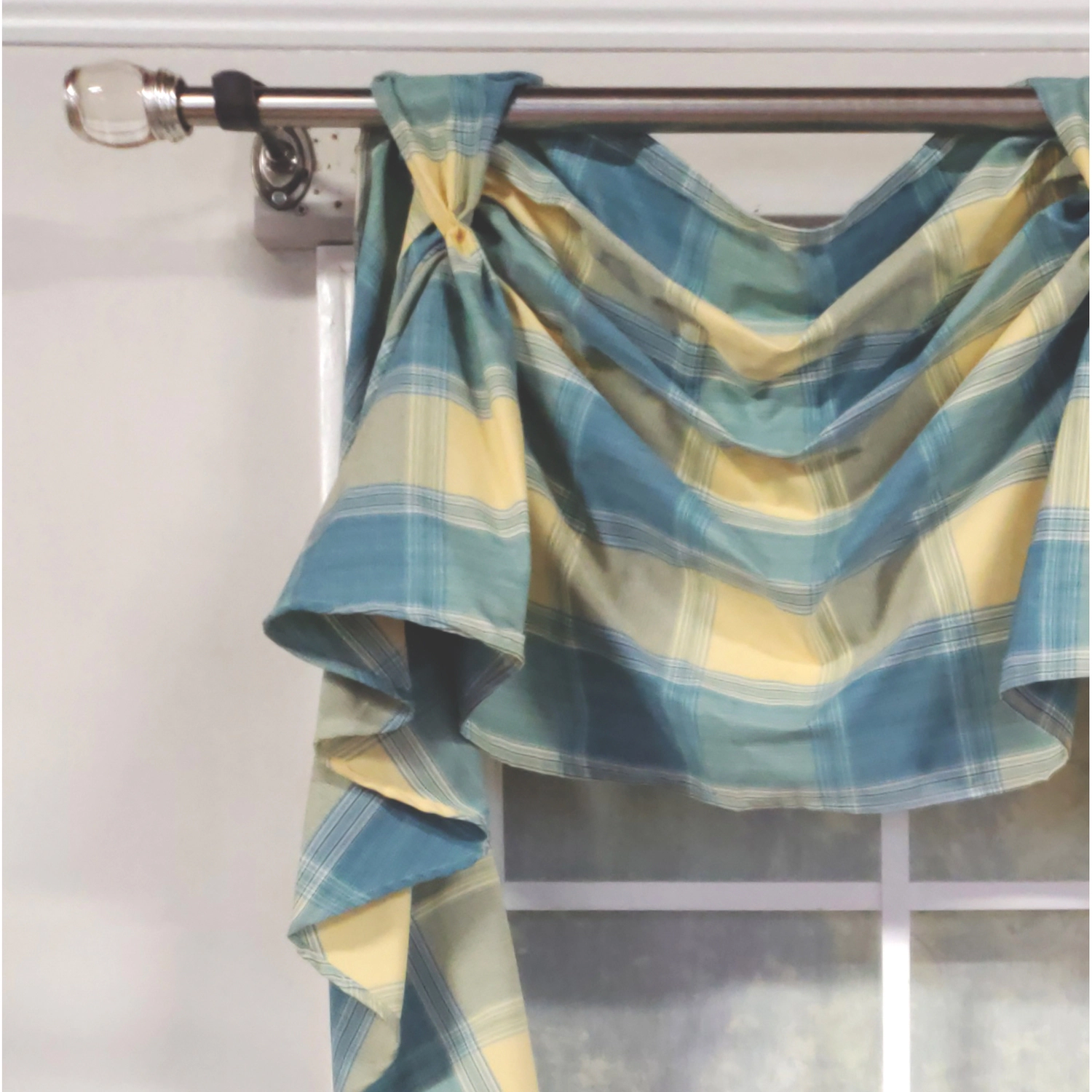 RLF Home Duncaster 2-Scoop Victory Swag 100% Cotton 4" Top Tab Window Swag 40"x25" Porcelain