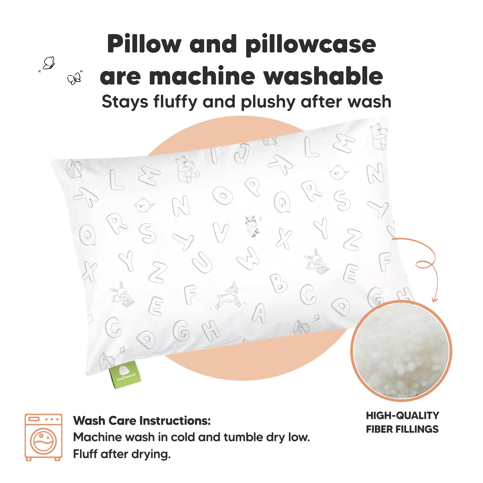 KeaBabies Toddler Pillow with Pillowcase