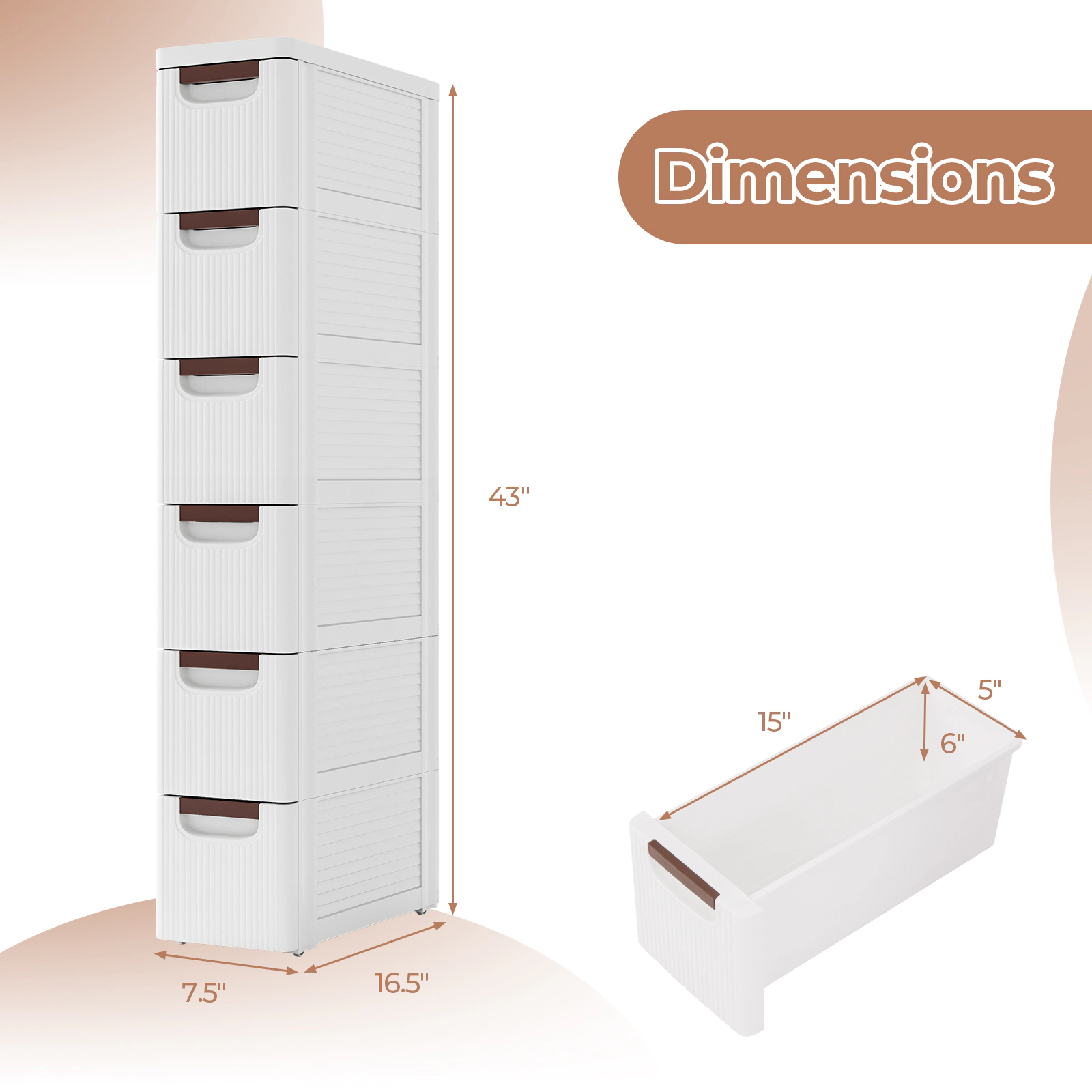 Hivvago Drawer Storage Cabinet on Wheels for Tight Spaces