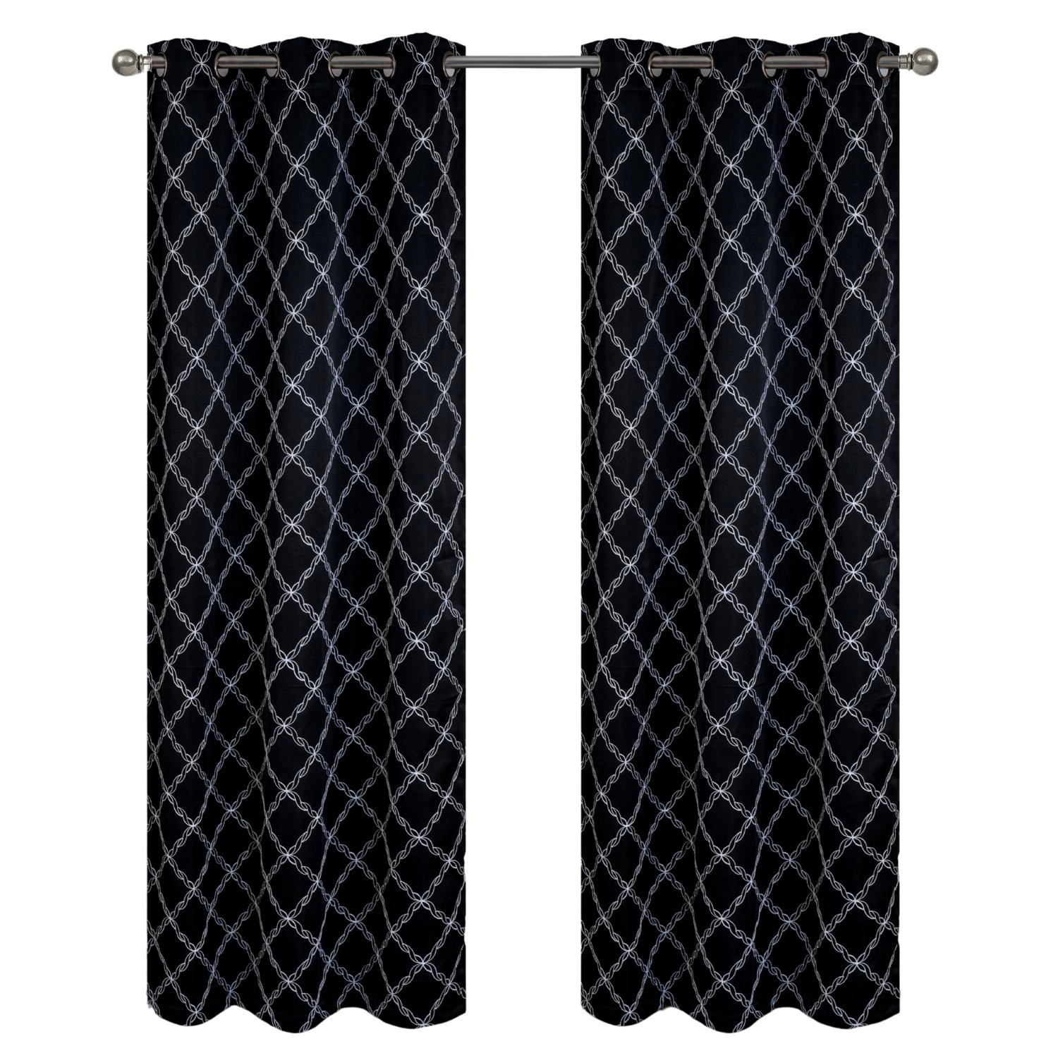 RT Designer Collection Gable Embroidered Blackout Luxurious Decorative Grommet Curtain Panel 54" x 84