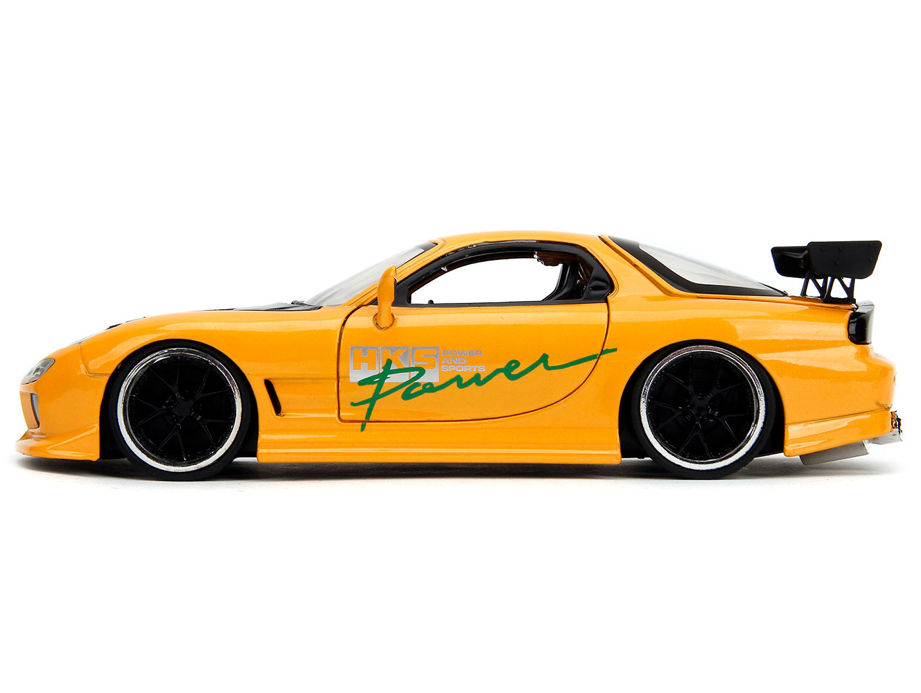 Jada 1993 Mazda RX-7 "HKS Power" Yellow with Carbon Hood "JDM Tuners" Series 1/24 Diecast Model Car by Jada
