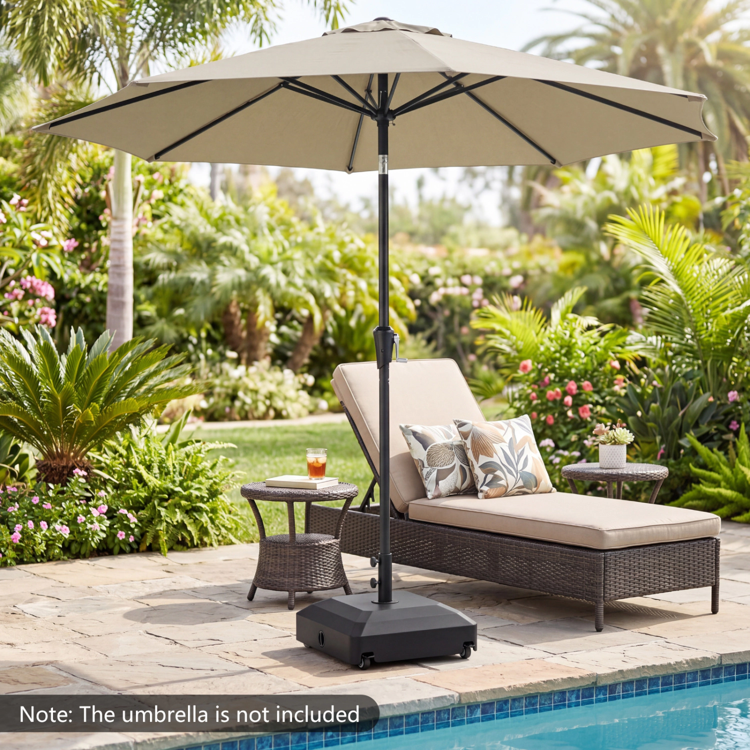 Slickblue Weighted Outdoor Umbrella Base with Locking Wheels for Patio, Deck and Poolside