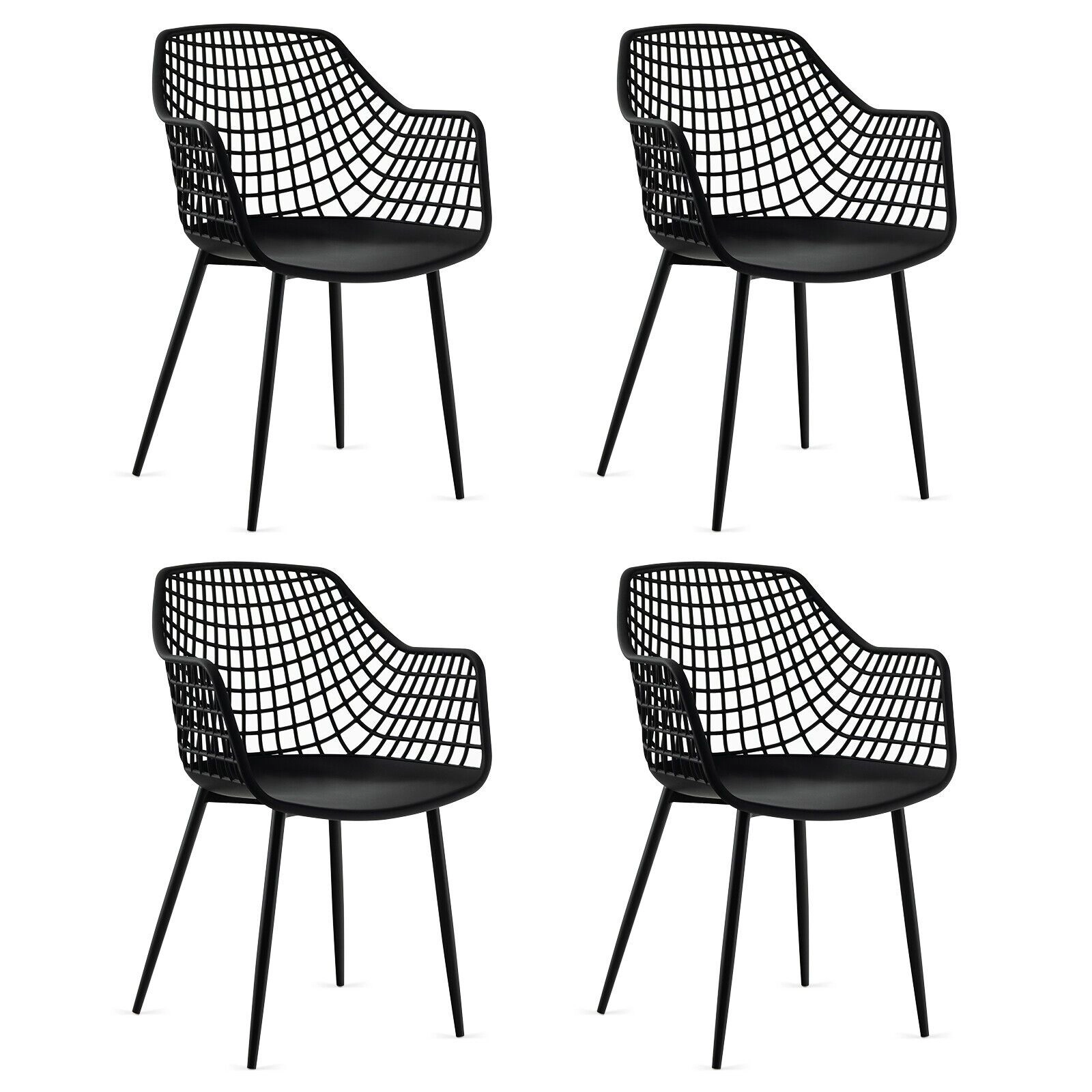 SlickBlue Unisex Set of 4 Modern Dining Chairs with Hollow Backrest