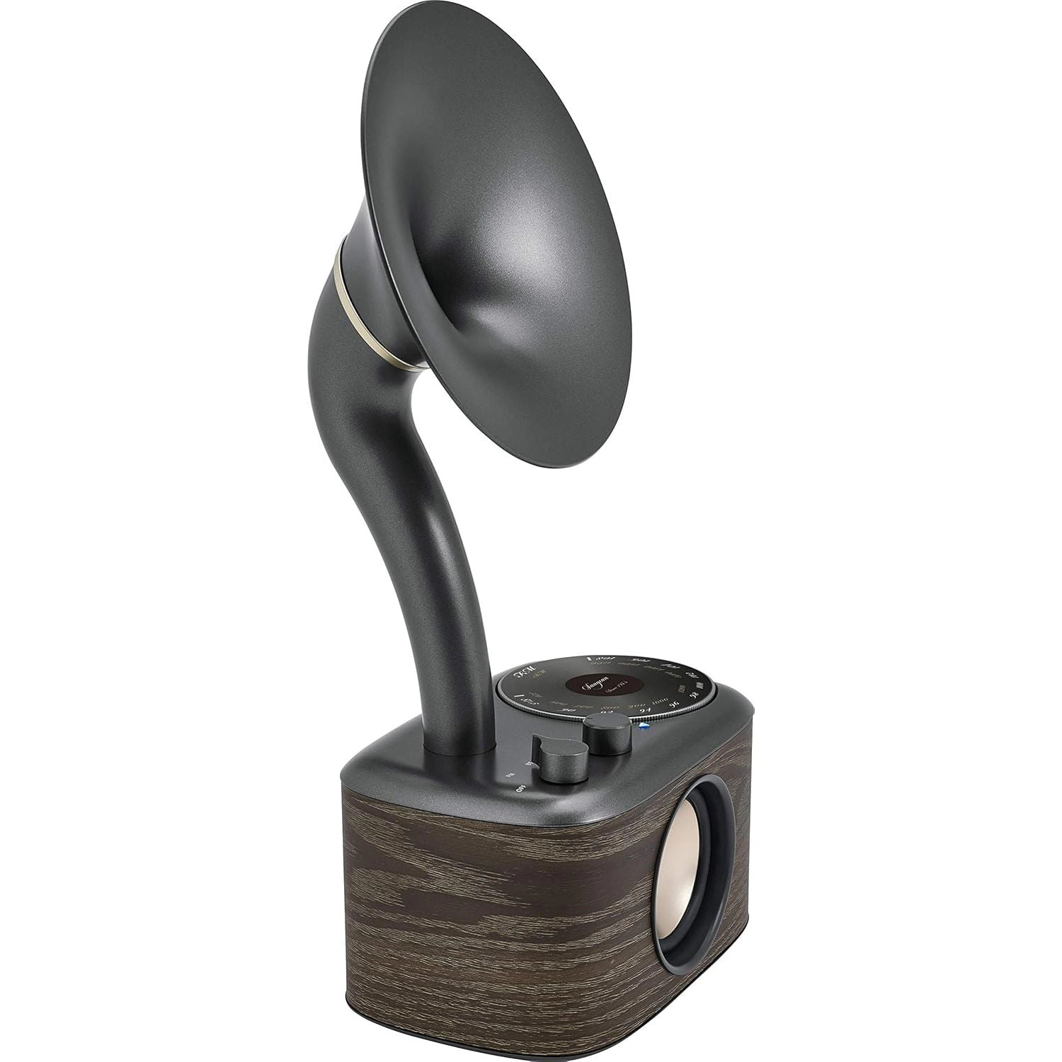 SANGEAN CP-100 Retro Gramophone AM/FM Radio with Bluetooth and AUX, Walnut