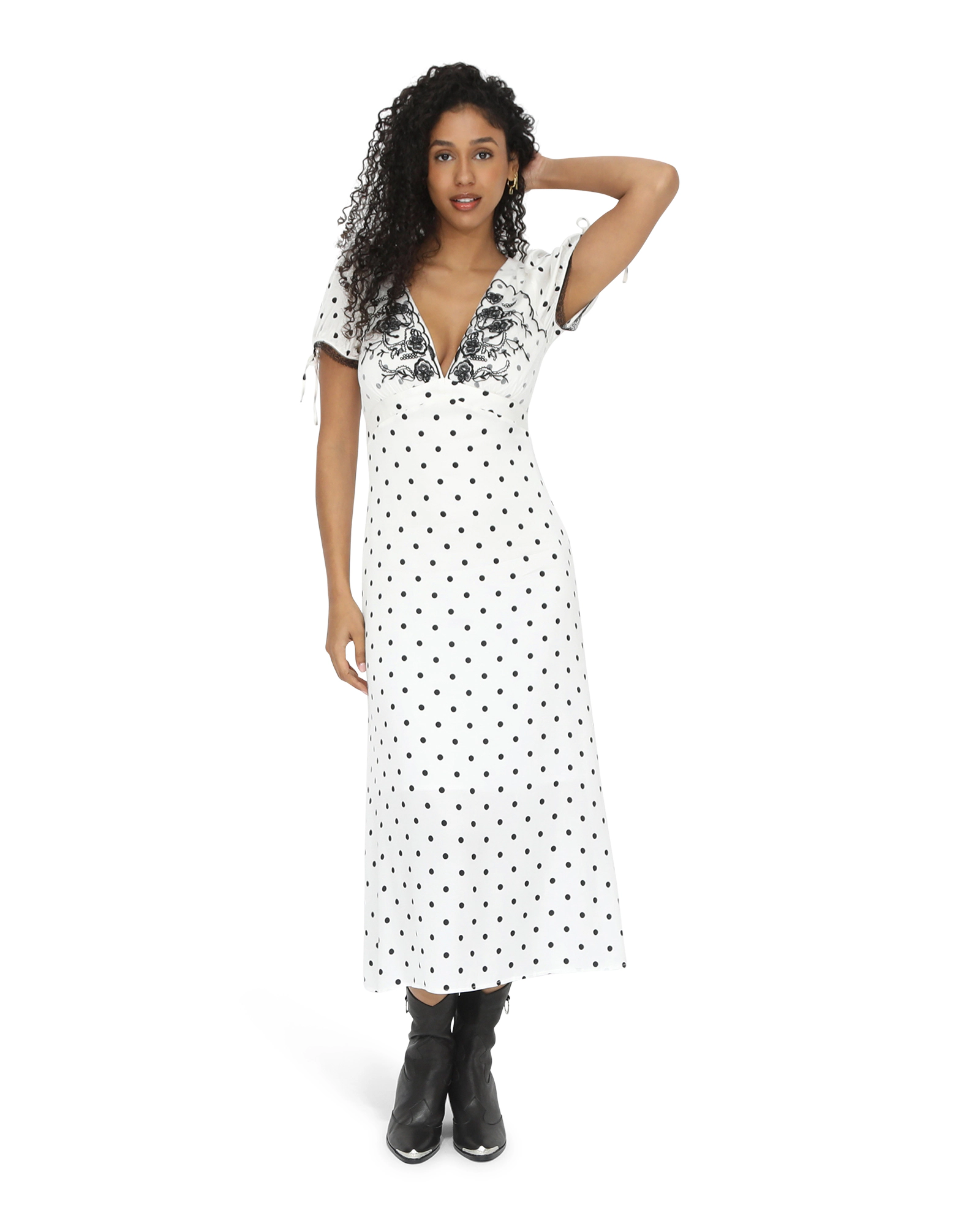 Belle & Bloom Womens You I Polka Dot Midi Dress