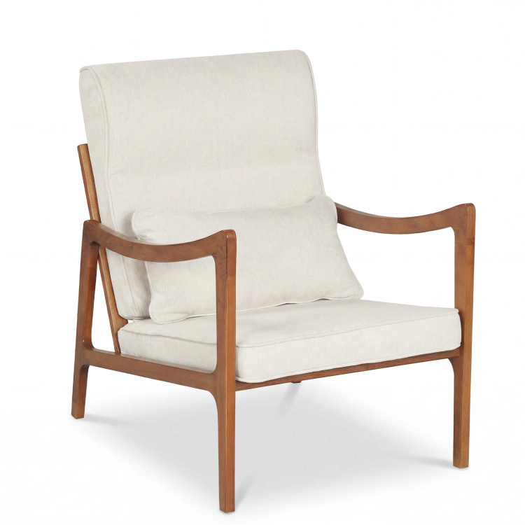 Hivvago Modern Accent Chair With Solid Rubber Wood Faux Leather Upholstered Armchair