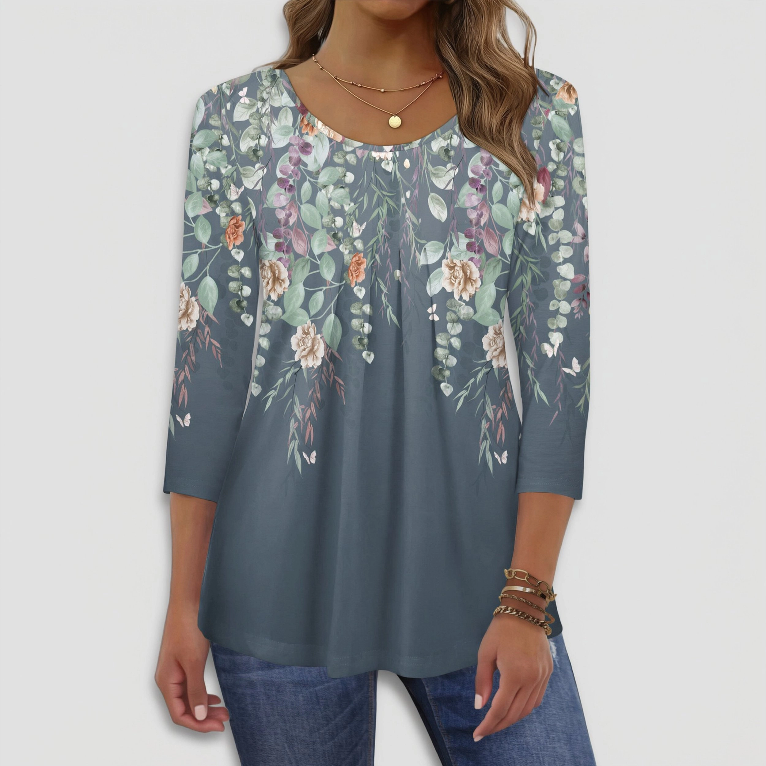 Zeagoo Women Ink Dot Round Neck Top