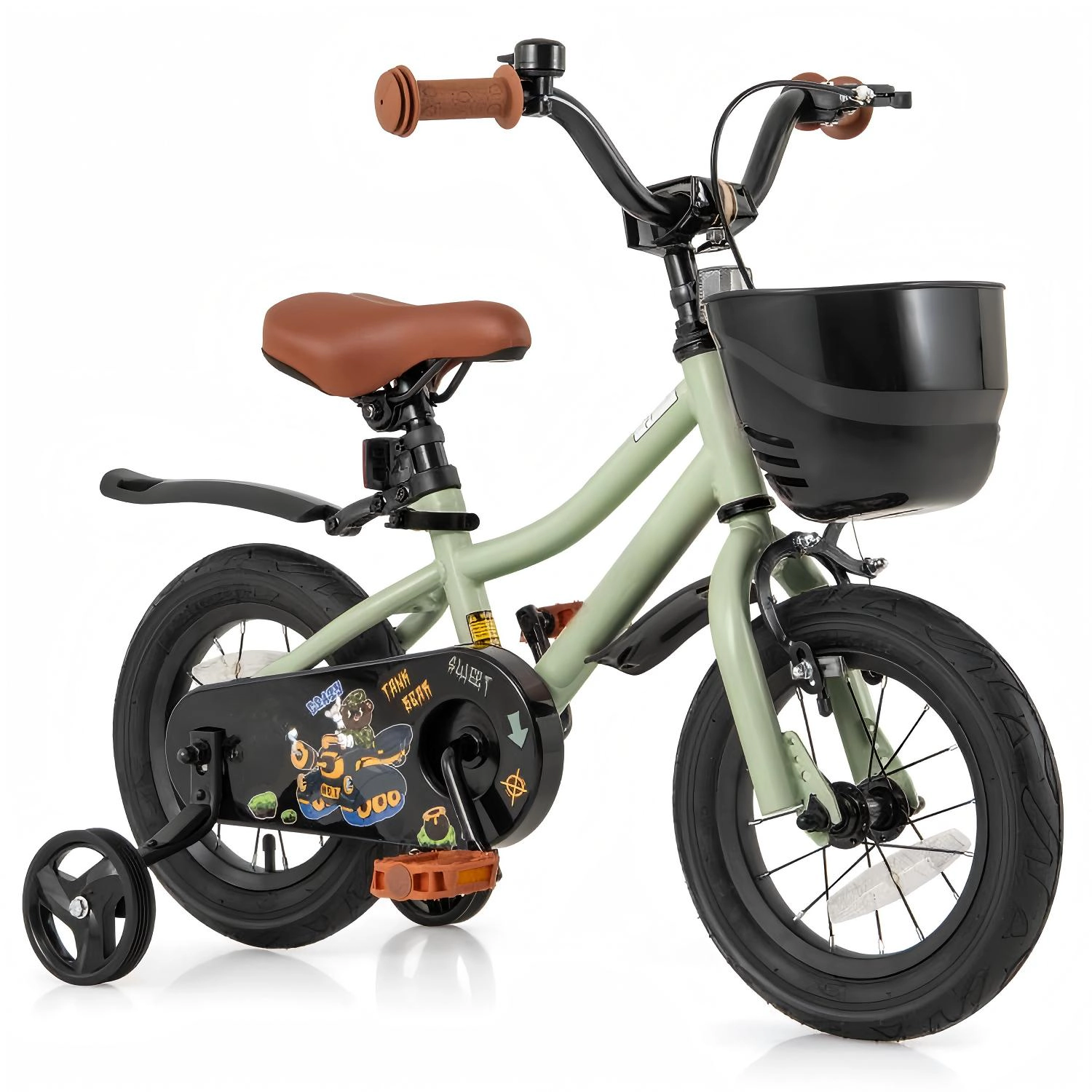 SUGIFT Adjustable 12-Inch Kids Bike with Dual Brakes Training Wheels 145-lb Capacity Ages 3-4 Years Green