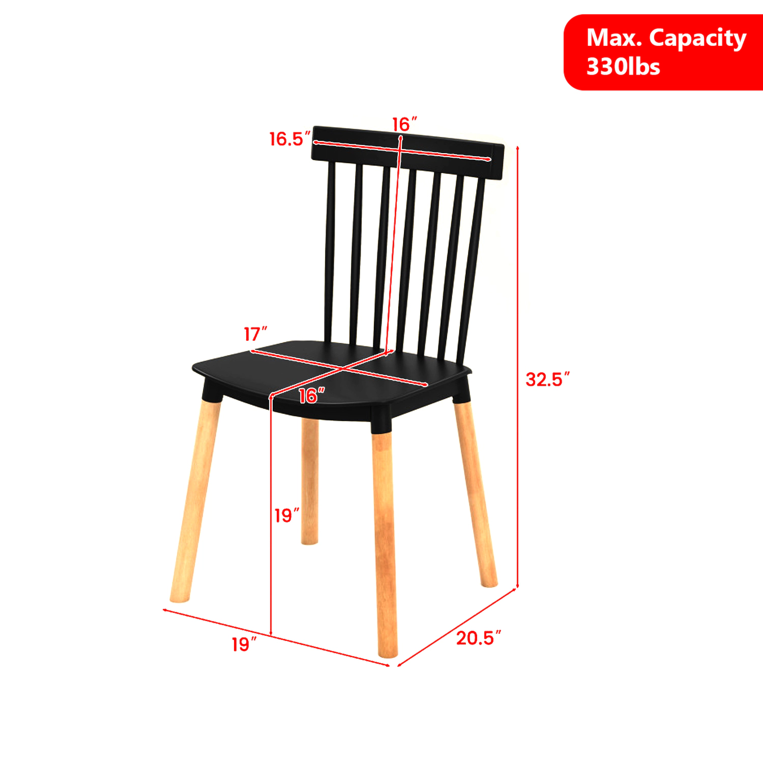 Hivvago Four Dining Chairs with Sculpted Seats and Timeless Spindle-Back Design