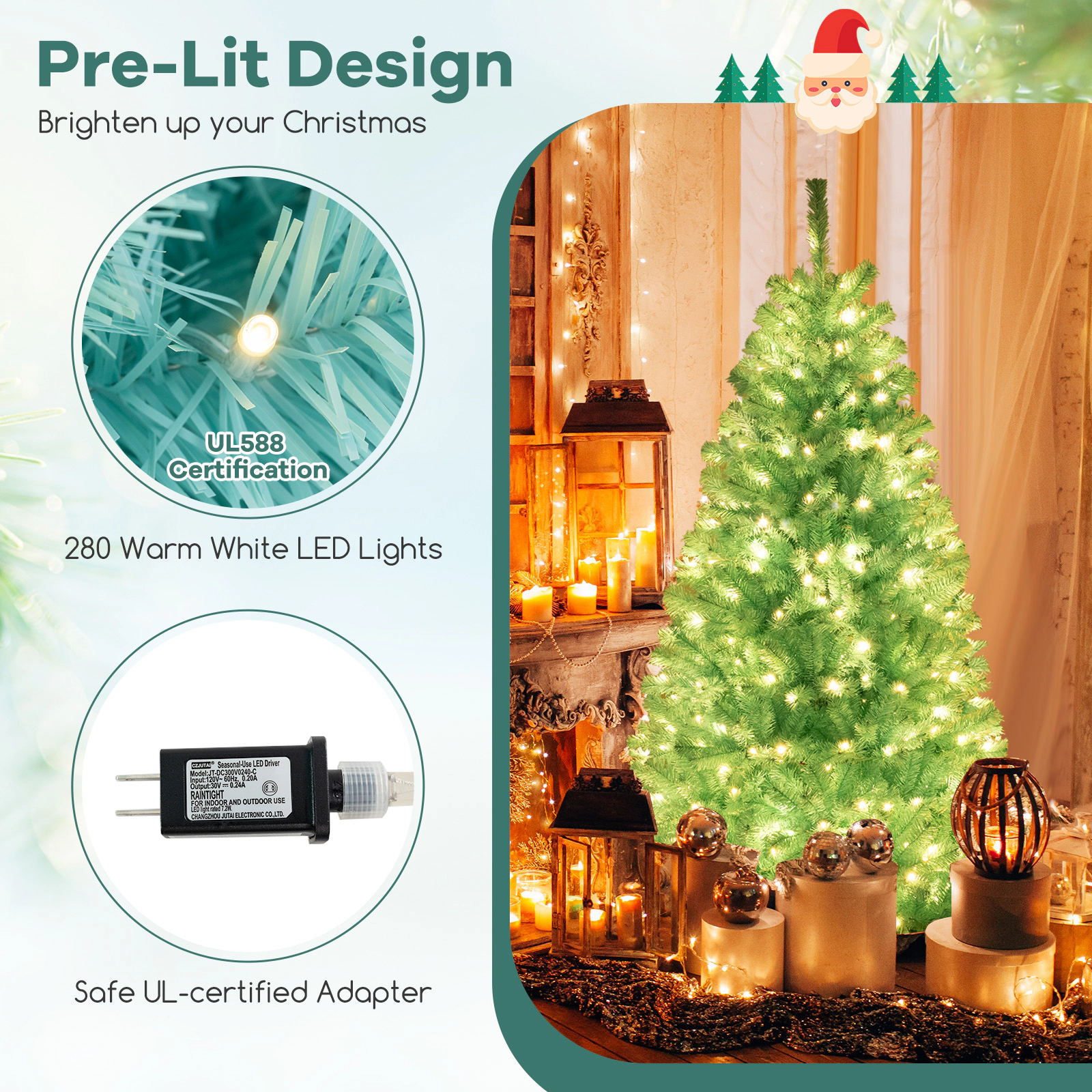 SlickBlue Pre-Lit Blue Christmas Tree with Warm White LED Lights