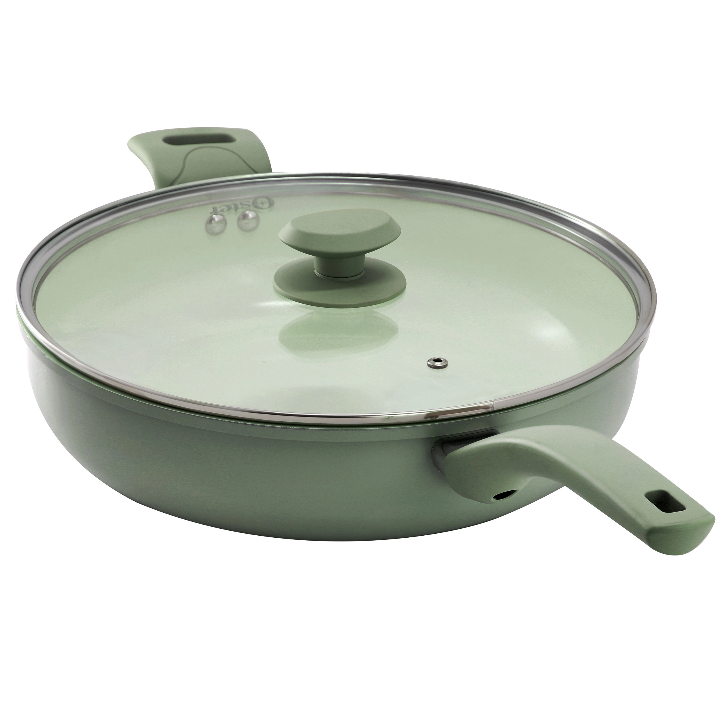 Oster Sutterville Choice 5 Quart Ceramic Nonstick Saute Pan with Lid in Evergreen