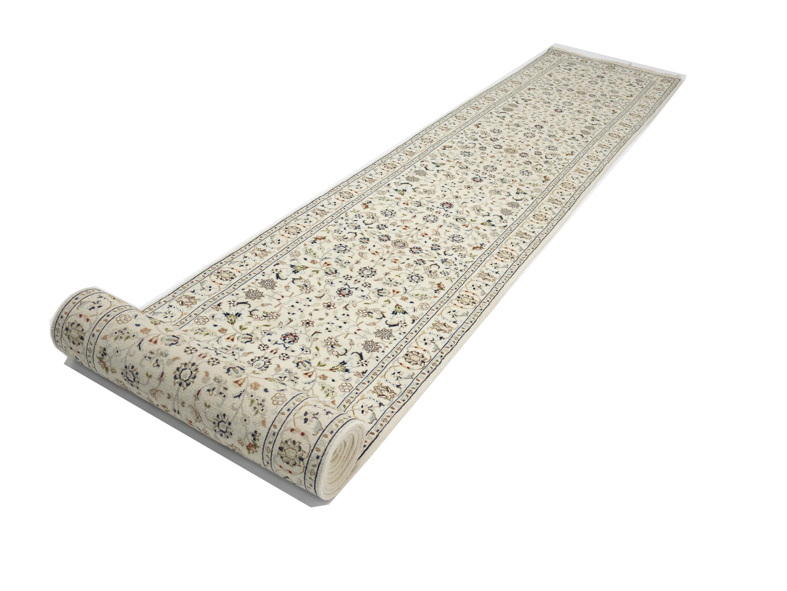 Magic Rugs Cream Floral 2'9X20'6 Indo-Nain Oriental Runner Rug