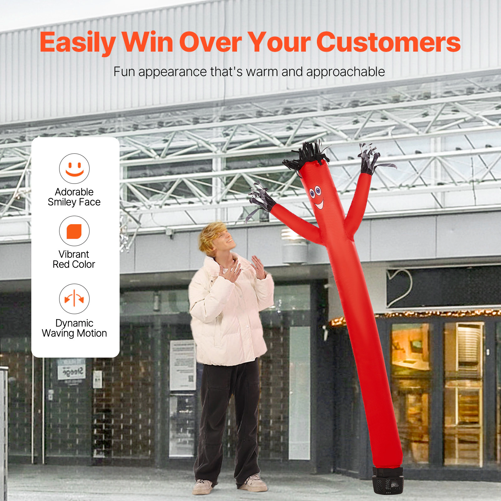 HONGGE Inflatable Tube Man Set Wacky Waving Inflatable Dancing Tube Guy with Blower PP Shell IPX3 Waterproof Blower Fan