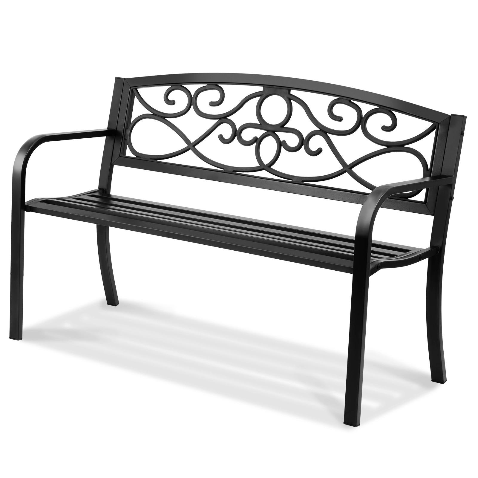 HONGGE Outdoor Bench Wood Garden Bench for Outdoors Outdoor Garden Park Bench with Backrest and Armrests Capacity Bench