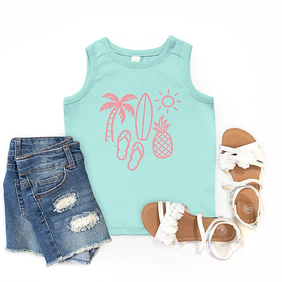 The Juniper Shop - Beach Elements Outline - Youth Tank Top
