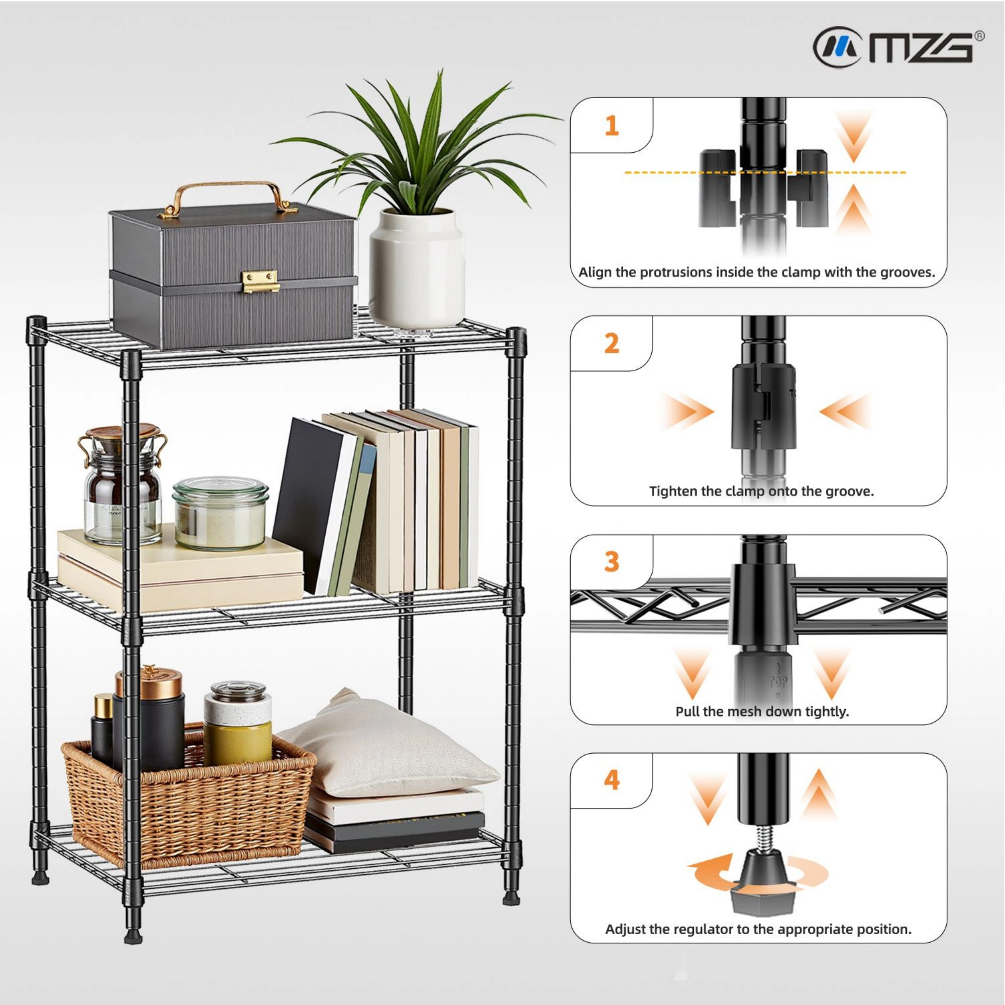 Flynama 3 Tier Utility Wire Shelving 450 lbs Steel Organizer Rack for Home Kitchen and Office in Chrome