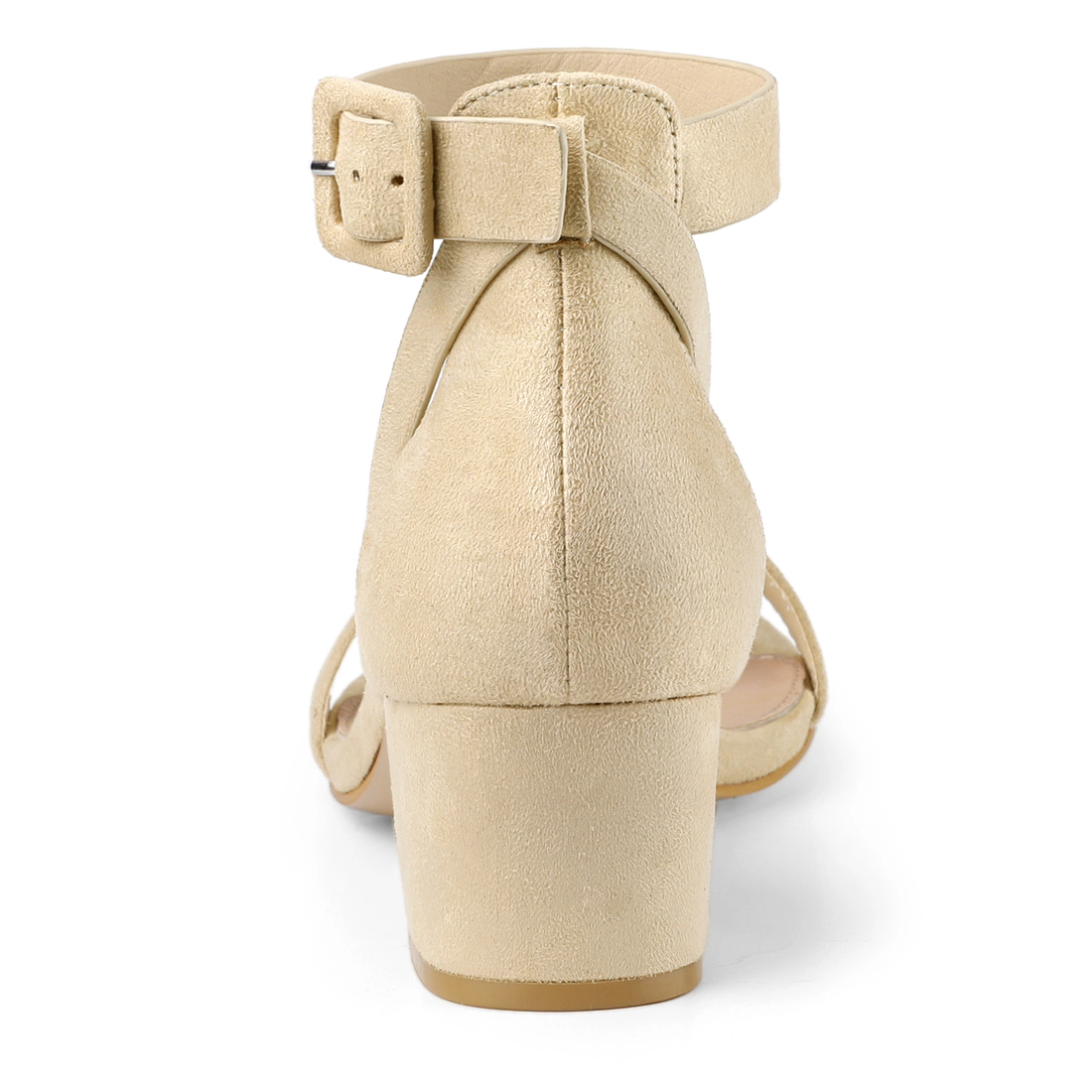 BLISSFUL STEP Women's Ankle Strap Block Low Heel Sandal