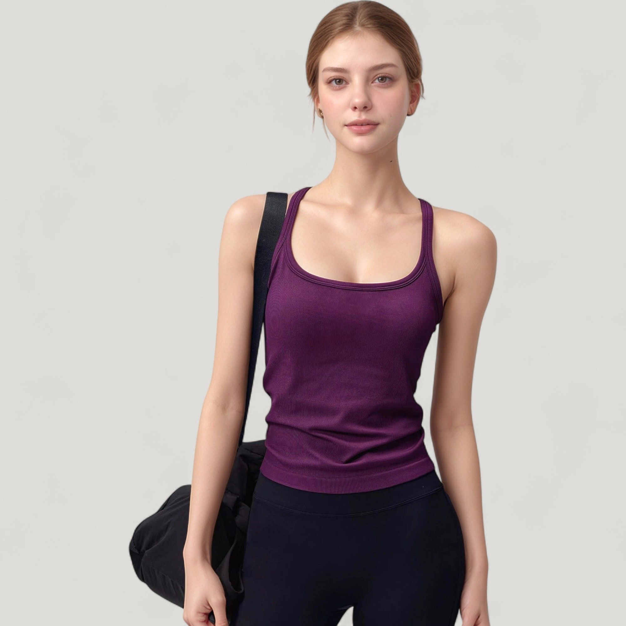 Anna-Kaci Women's Scoop Neck Fitted Activewear Tank Top with Racerback Design and Soft Stretch Fabric