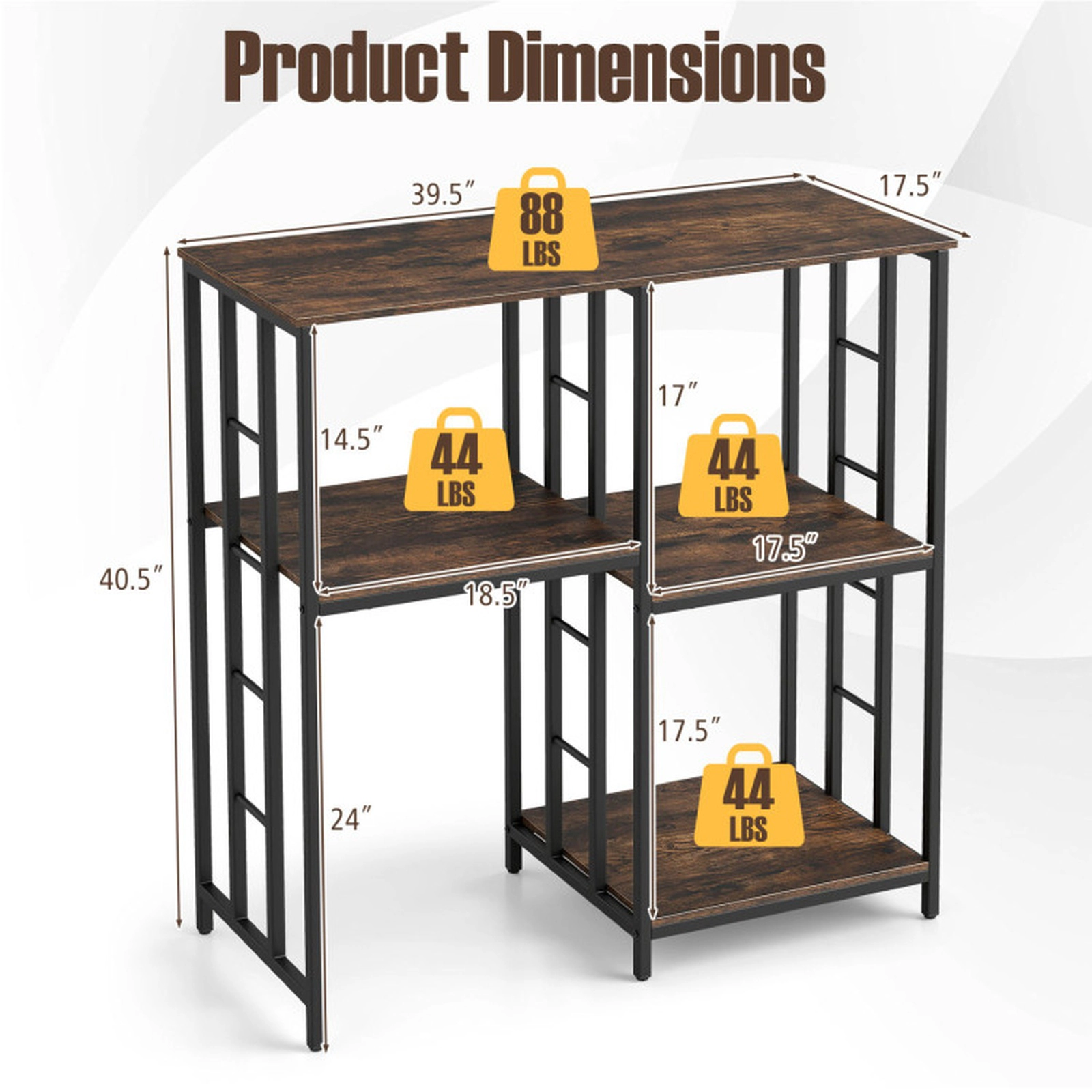 SUGIFT 4-Tier 220-lb Capacity Heavy-Duty Kitchen Bakers Rack Storage Shelf with Robot Vacuum Bay