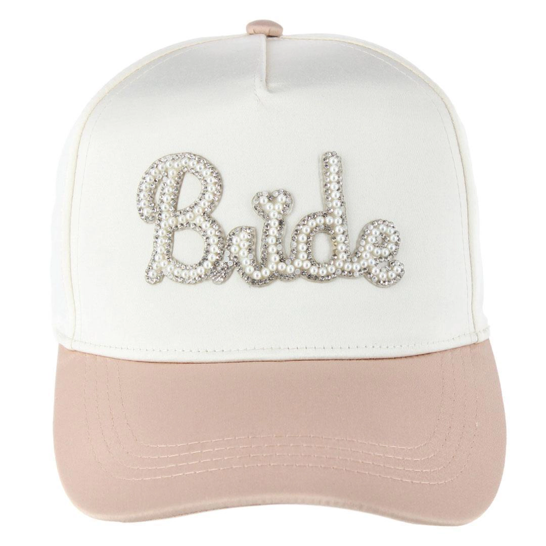 CTM Bride To Be Satin Pearl Beaded Hat for Women
