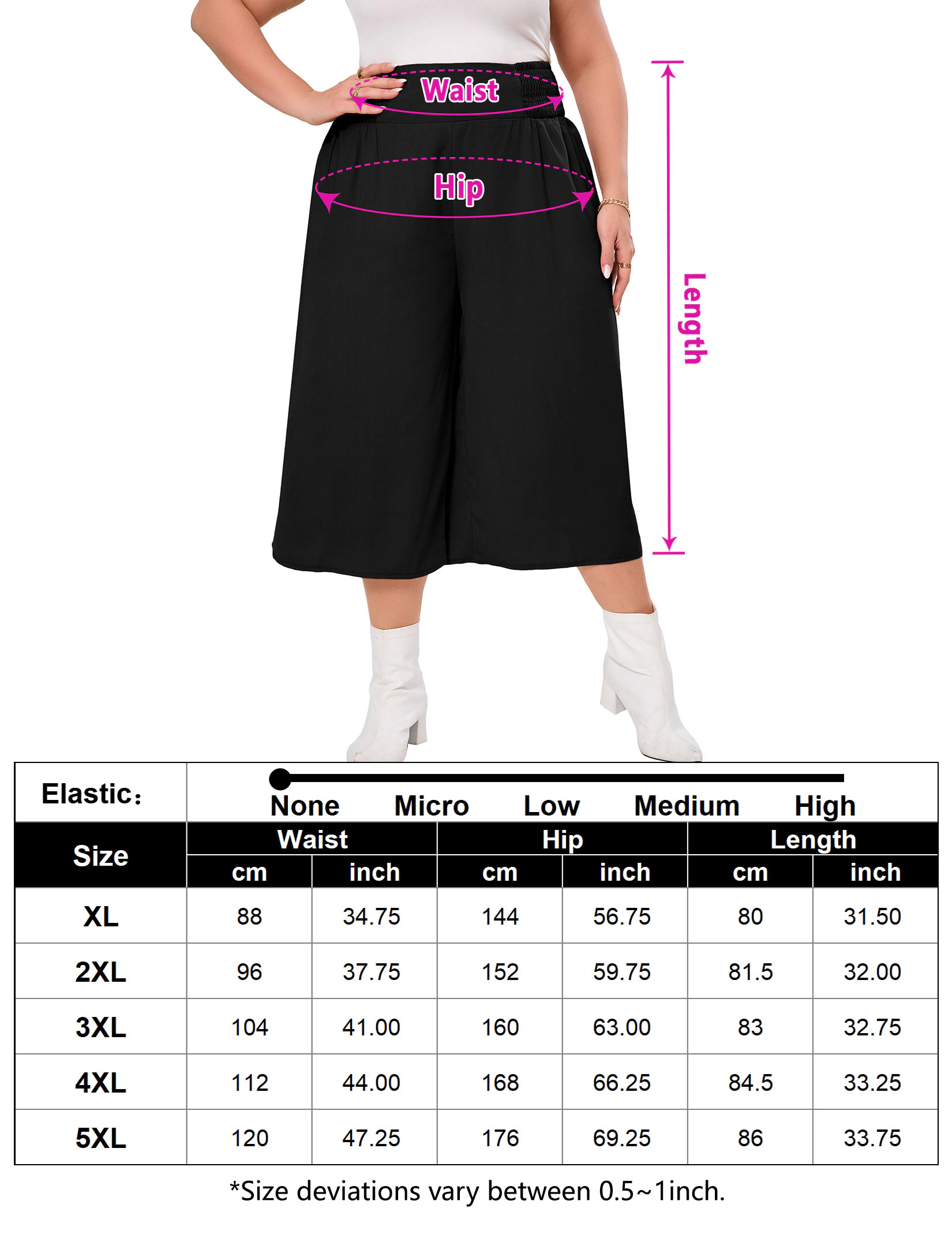 KOJOOIN Women's Plus Wide Leg Palazzo Pants Casual Trouser Outfits with Pockets