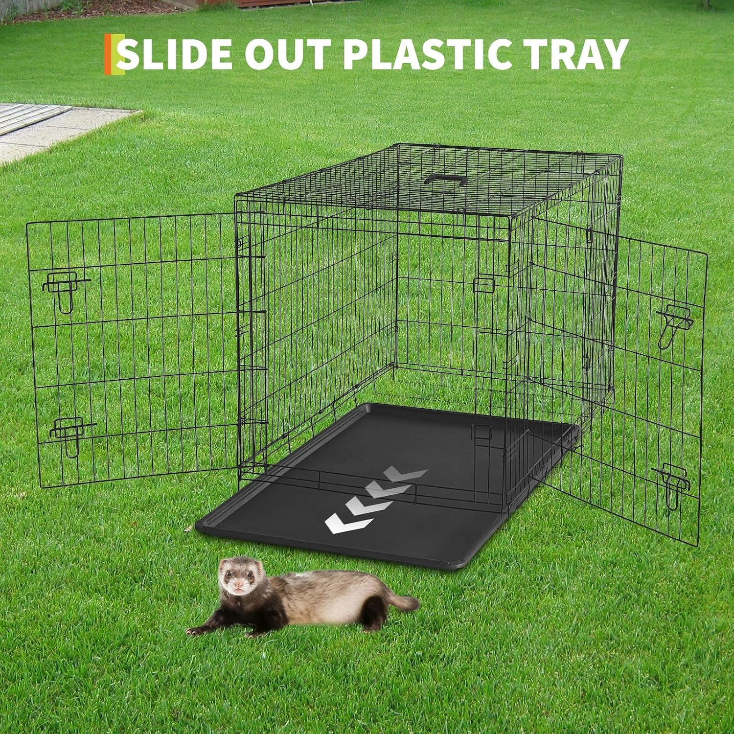 121x76.5x81cm Spacious Metal Wire Rabbit Cage, Large-Capacity Pet Enclosure for Bunny Small Animals