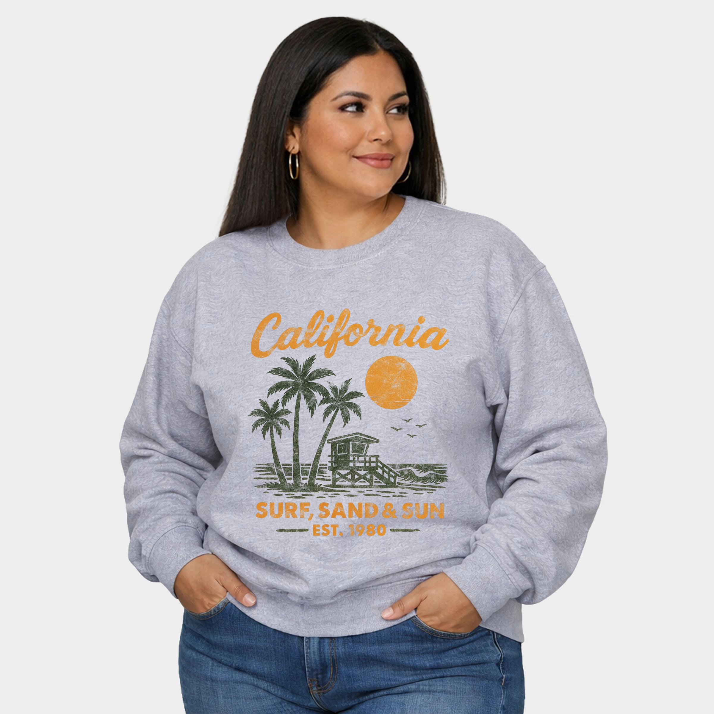Simply Sage Market - California Surf, Sand & Sun  Women's Plus Sized Graphic Sweatshirt