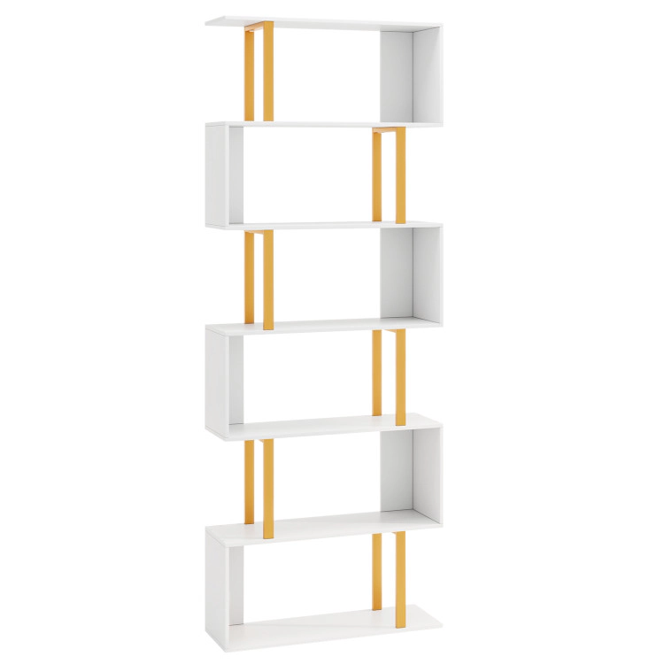 Hivvago 6-Tier Geometric Bookcase with Metal Frame and Anti-tipping Kits