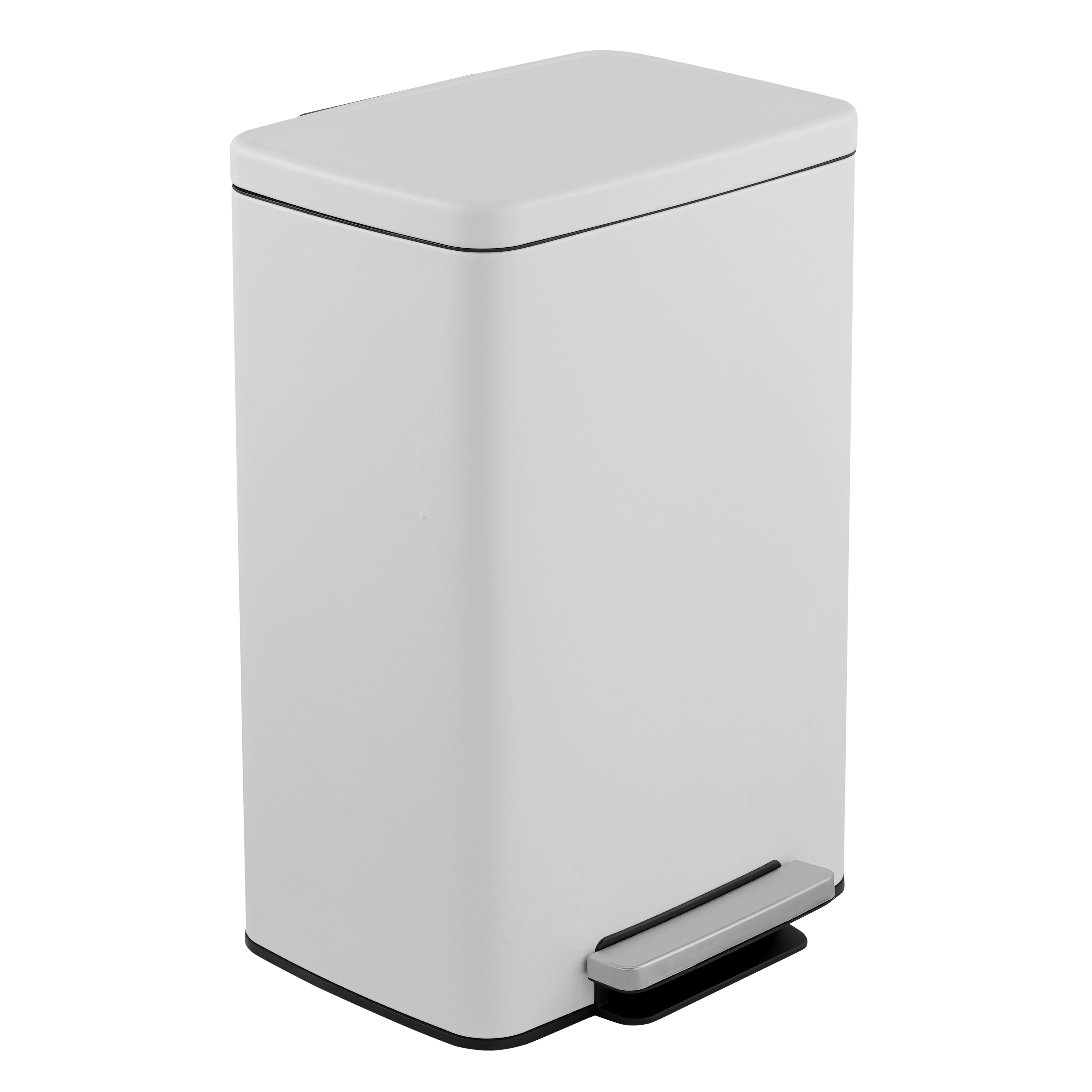 Innovaze 13 Gal./50 Liter Rectangular  Stainless-Steel-Made  Matt White Step-on Trash Can for Kitchen
