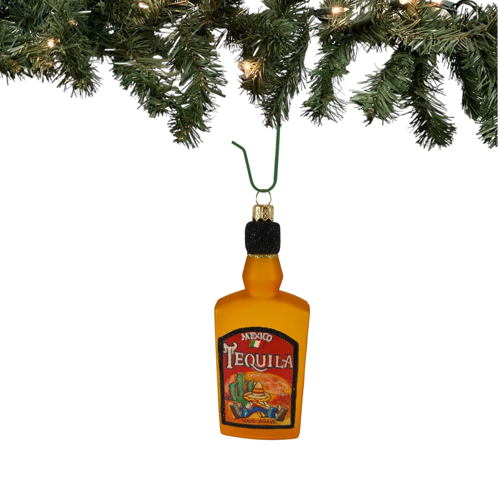 Pinnacle Peak Trading Company Mexican Tequila Bottle Polish Blown Glass Christmas Tree Ornament