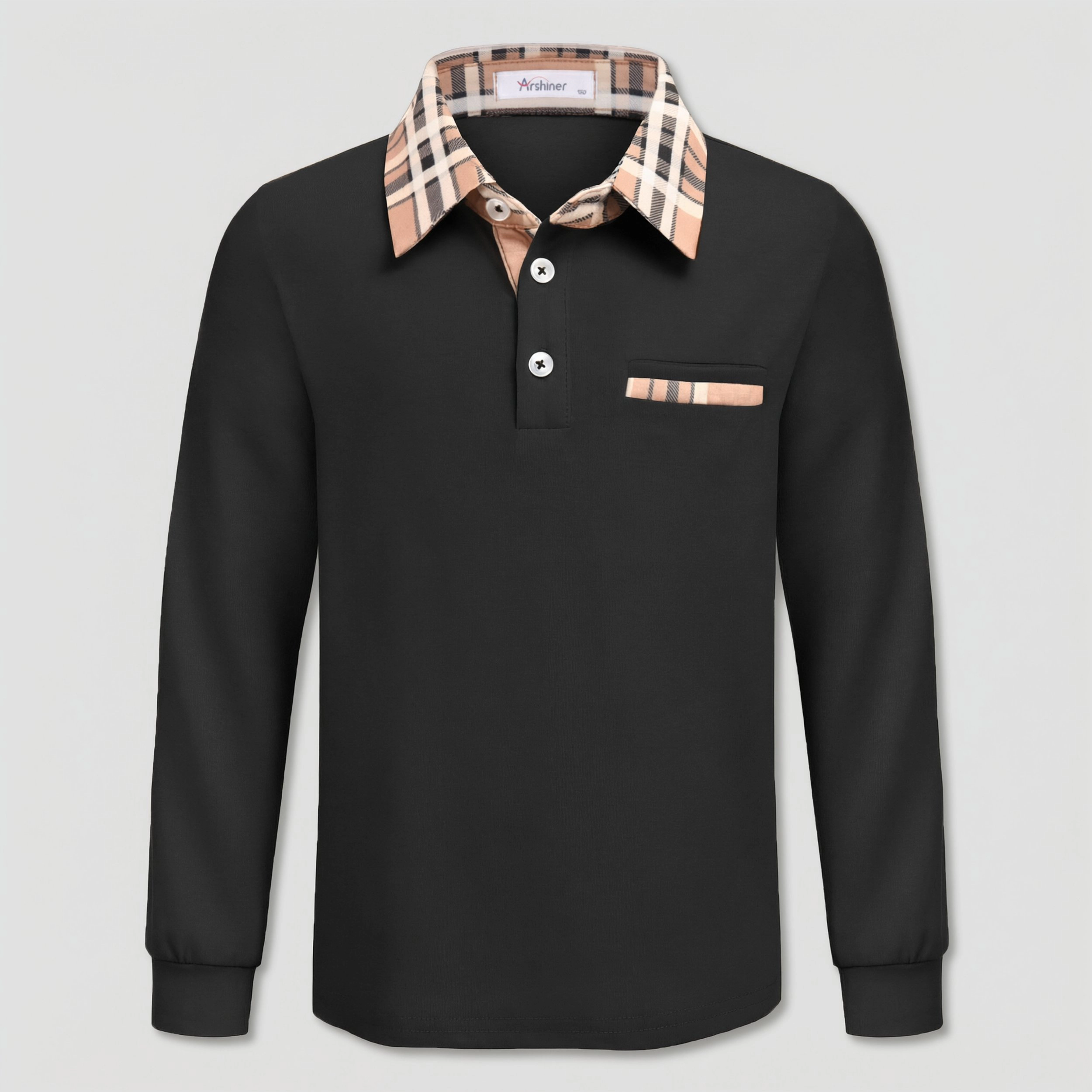 Arshiner Boys Long Sleeve Trim Polo Shirt School Uniform