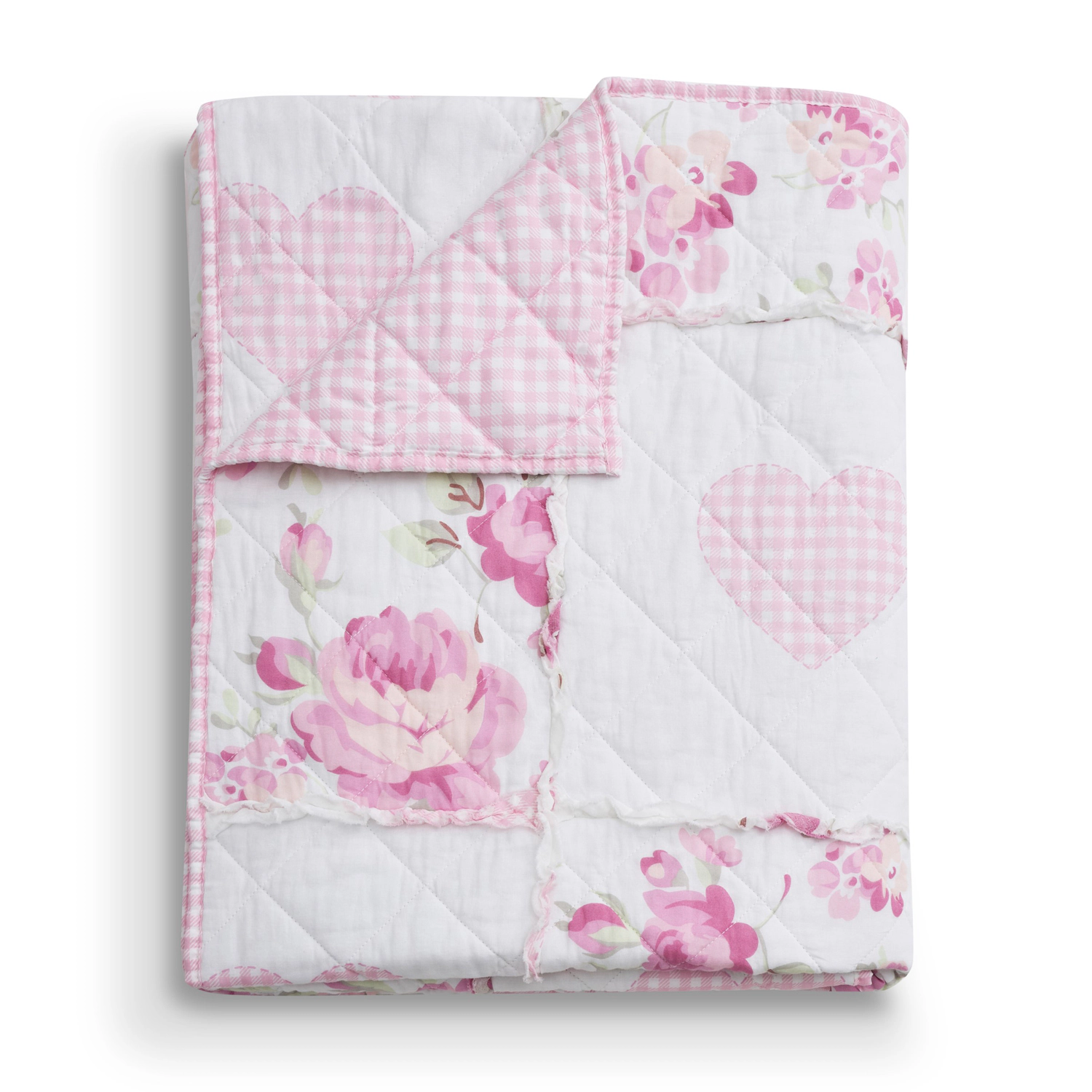 Greenland Home Fashions 100% Cotton Face 100% Microfiber Back Veronica's Hearts Accessory Throw Pink