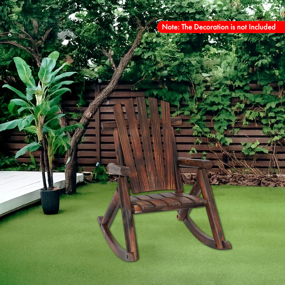 Hivvago Solid Wood Outdoor Rocking Adirondack Chair for Porch or Patio