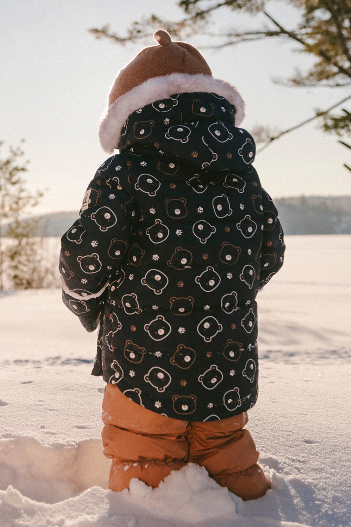 Deux par Boys Teddy Bear Print Two Piece Snowsuit with Hooded Coat and Snow Pants