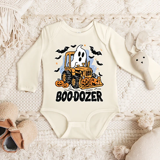 The Juniper Shop - Infant Long Sleeve Bodysuit - Boodozer Pumpkins