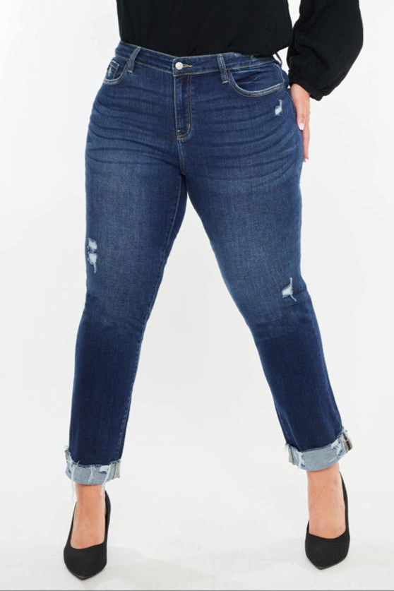 KanCan Women's Plus Essentials Mid Rise Slim Straight Leg Jeans Emely