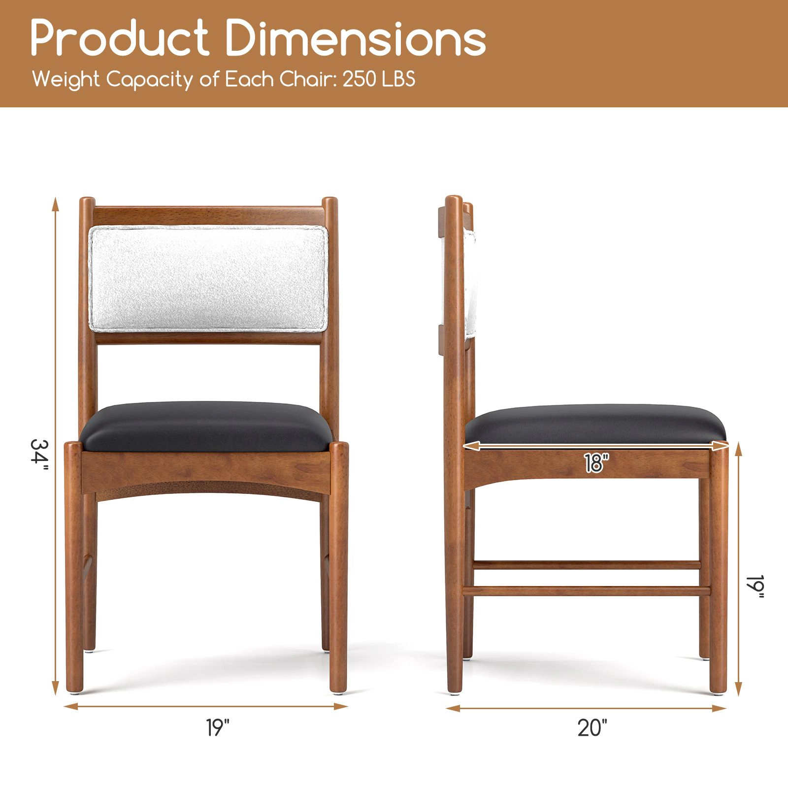 SlickBlue Modern Dining Chairs Set of 2, Leathaire Upholstered Chairs