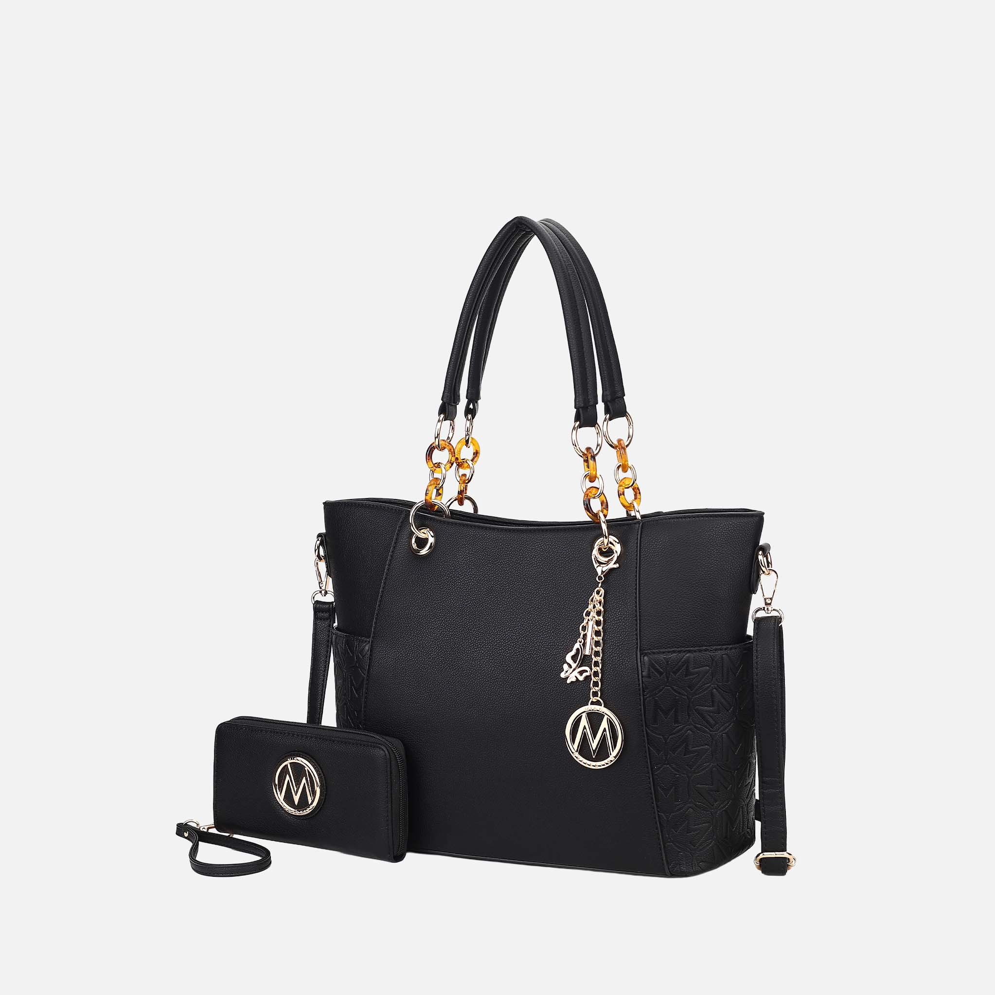 MKF Collection Merlina Embossed Vegan Leather Tote with Wallet - Gold-Tone Hardware