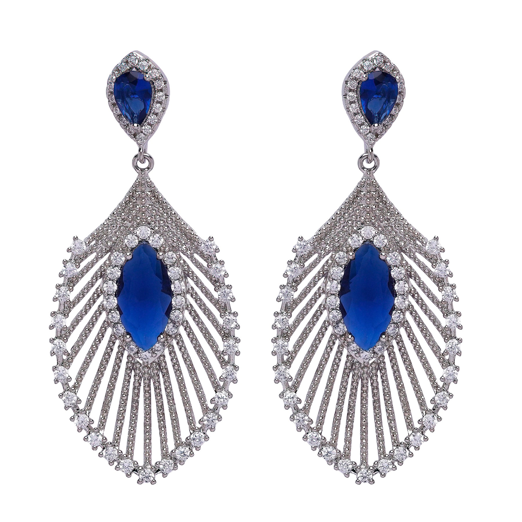 AGP PARIS Womens Diva Peacock Feather Drop Earrings