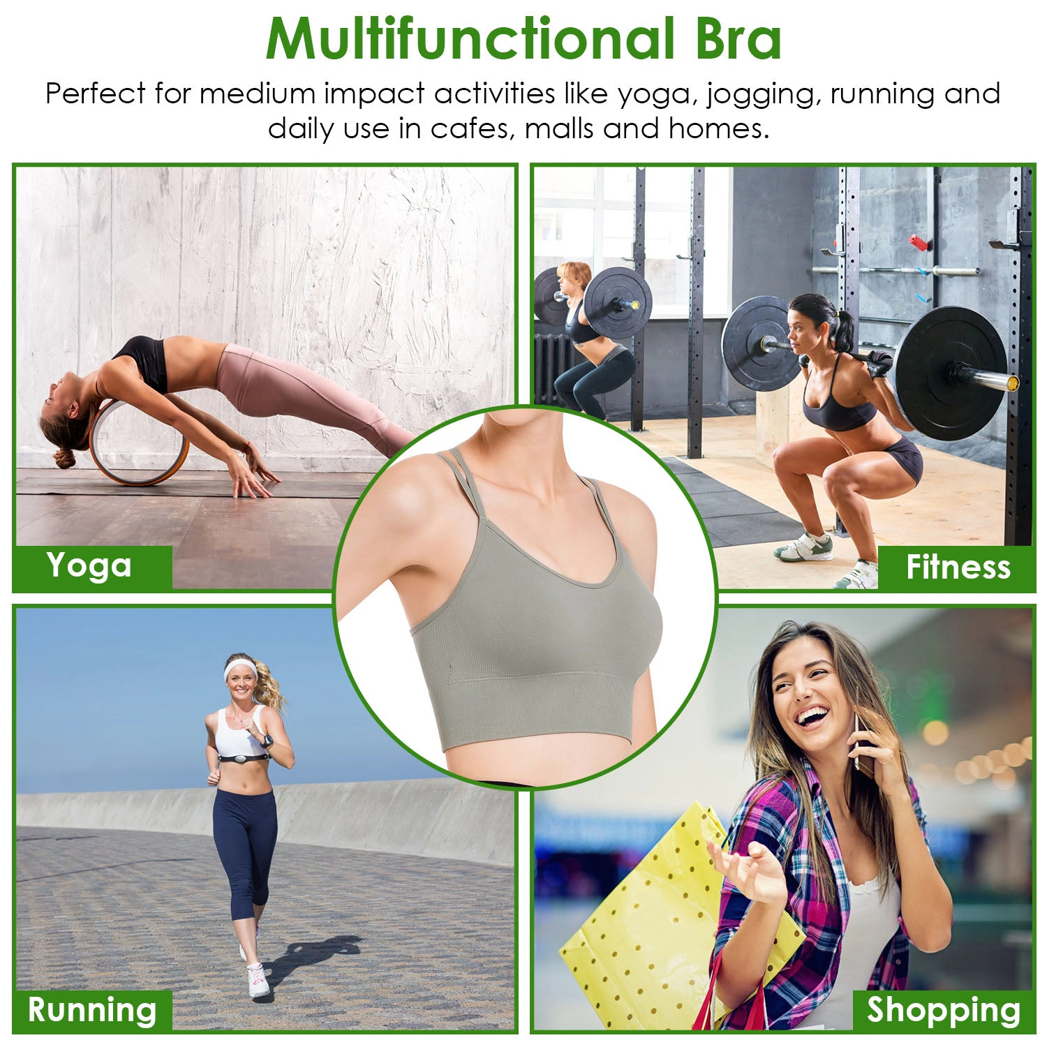 GBruno Padded Cross-Back Sports Bras 3-Pack