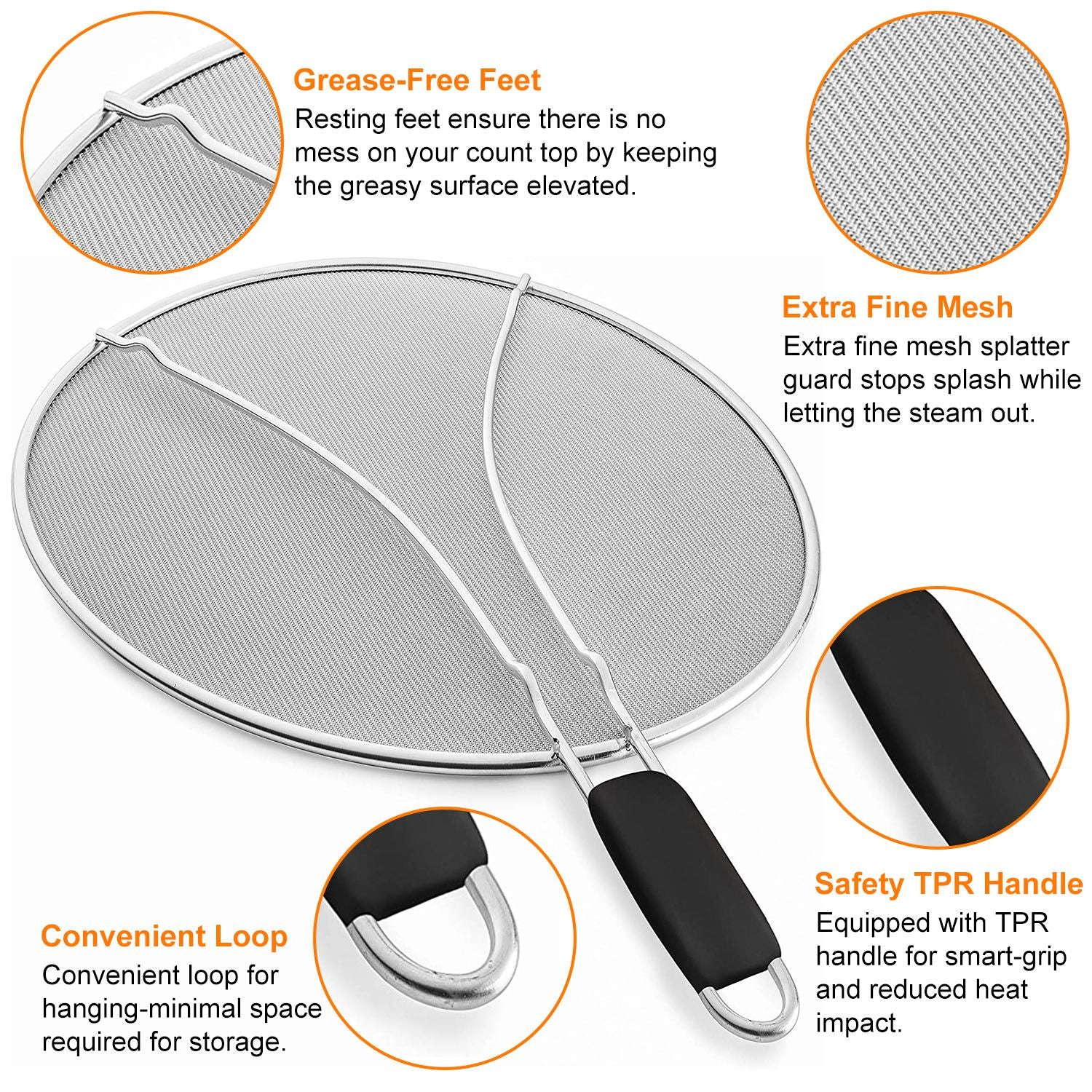 GBruno Stainless Steel 13-Inch Grease Splatter Screen