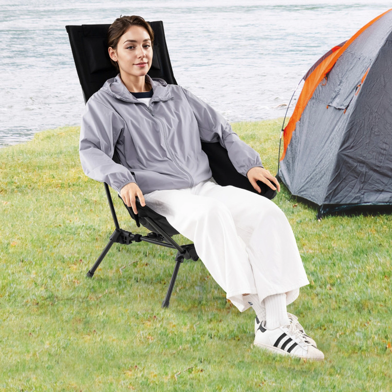 SUGIFT 4-lb High Back 7075 Aluminum Alloy Folding Backpacking Camping Chair with Pillow and Carry Bag