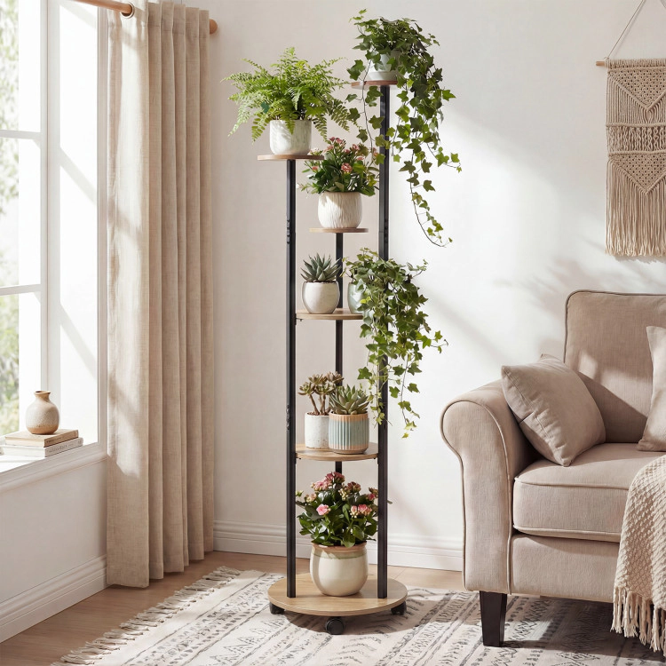 Hivvago 6-Tier Flowerpot Display Shelf with Wheels