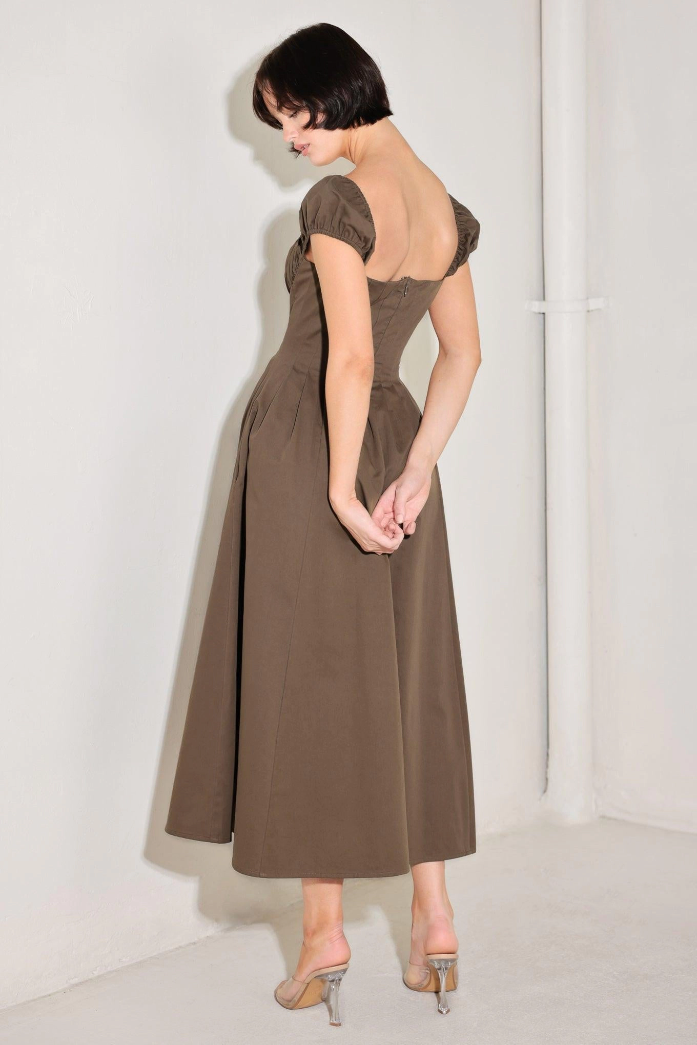 TRUEDAMES Women Mocha Muse Moment Woven Midi Dress