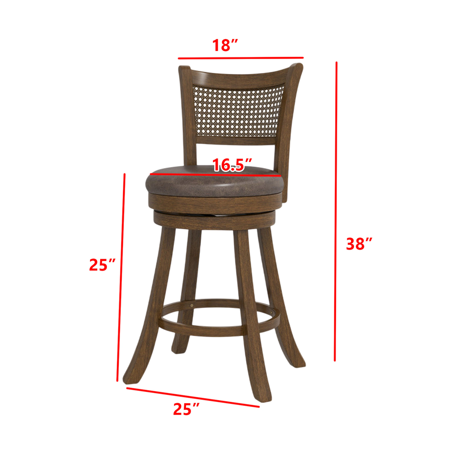 Hivvago 25" Counter Stools with 360° Swivel Function and Leathaire Cushioning - Set of 2