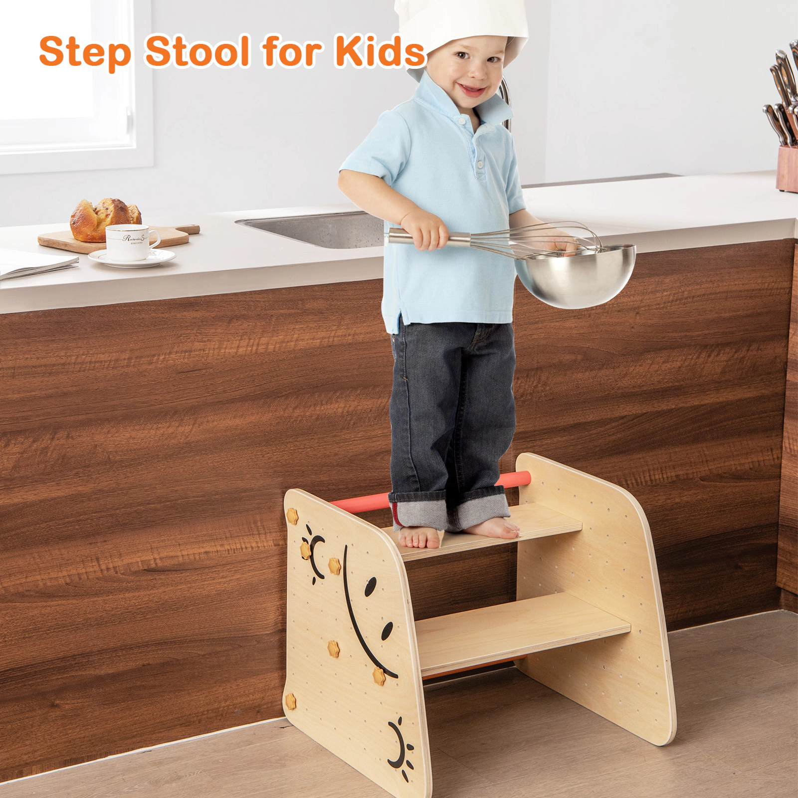 LJG Kids Wooden Climbing Toy Triangle Climber Set with Seesaw
