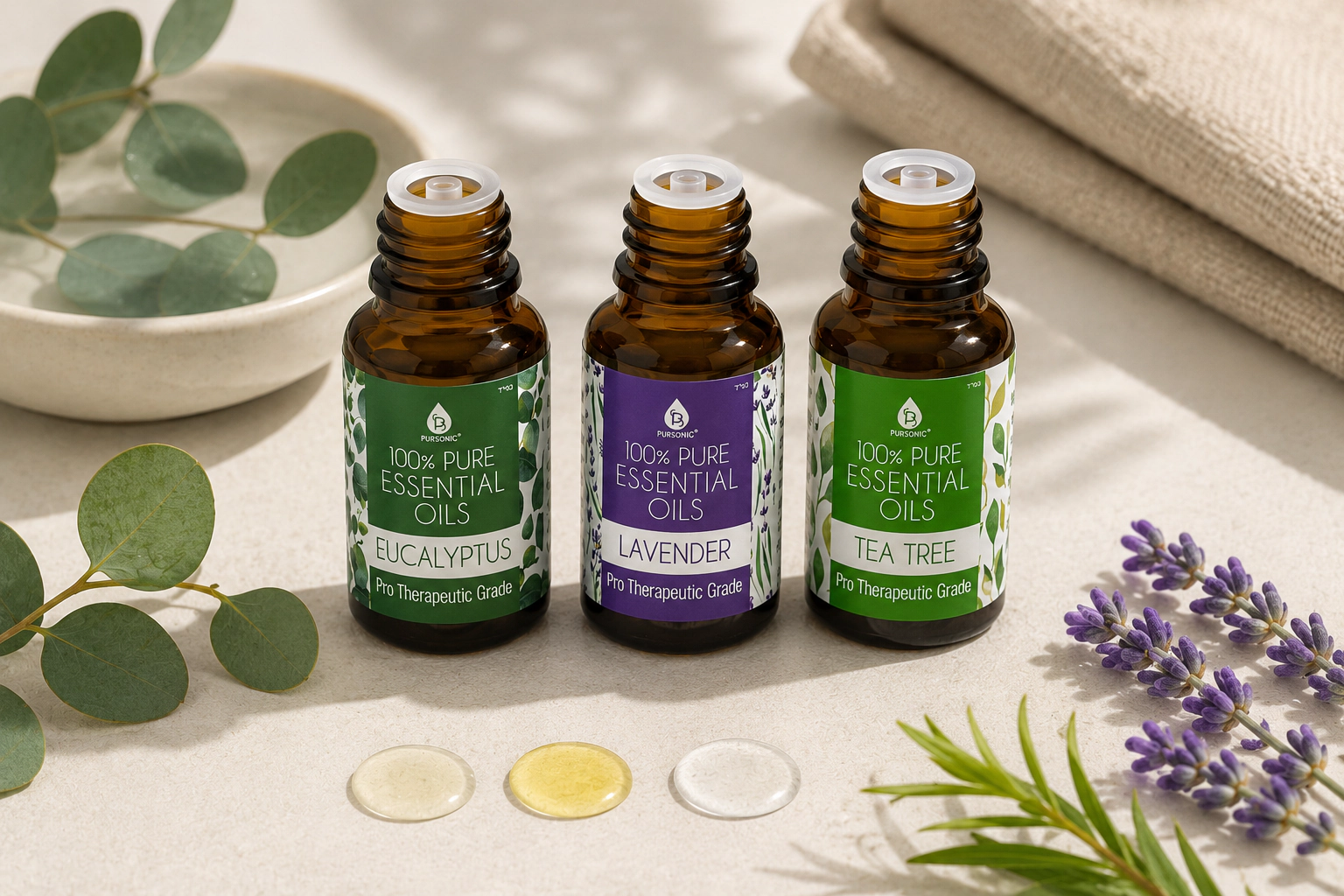 Pursonic Unisex 100% Natural Essential Oil Home Spa & Aromatherapy Set