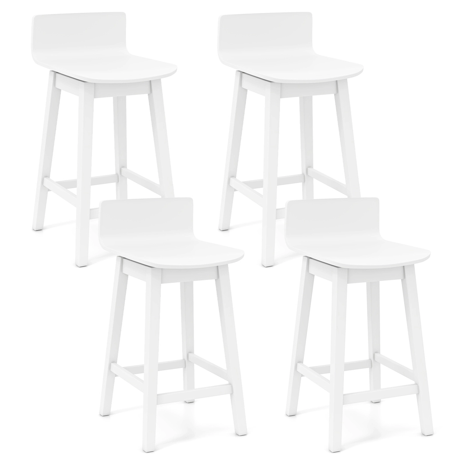 SUGIFT Set of 4 White 24.5 in Counter-Height Swivel Bar Stools